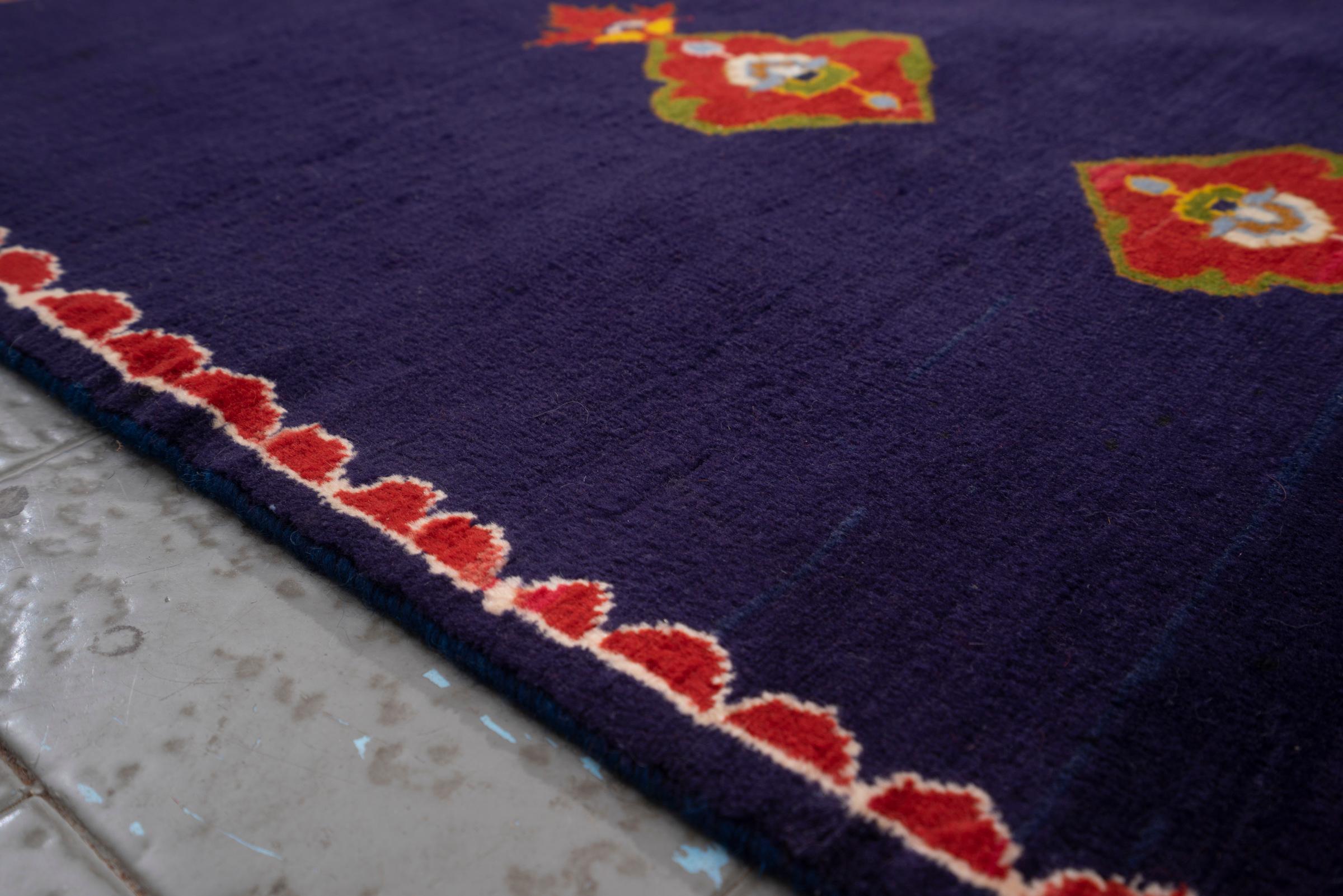 Vintage Mashahd Nili double Toranj Persian Poshti Rug