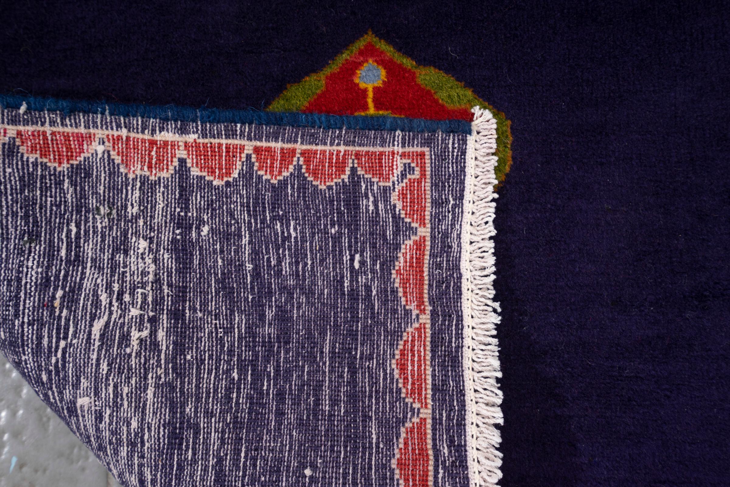 Vintage Mashahd Nili double Toranj Persian Poshti Rug