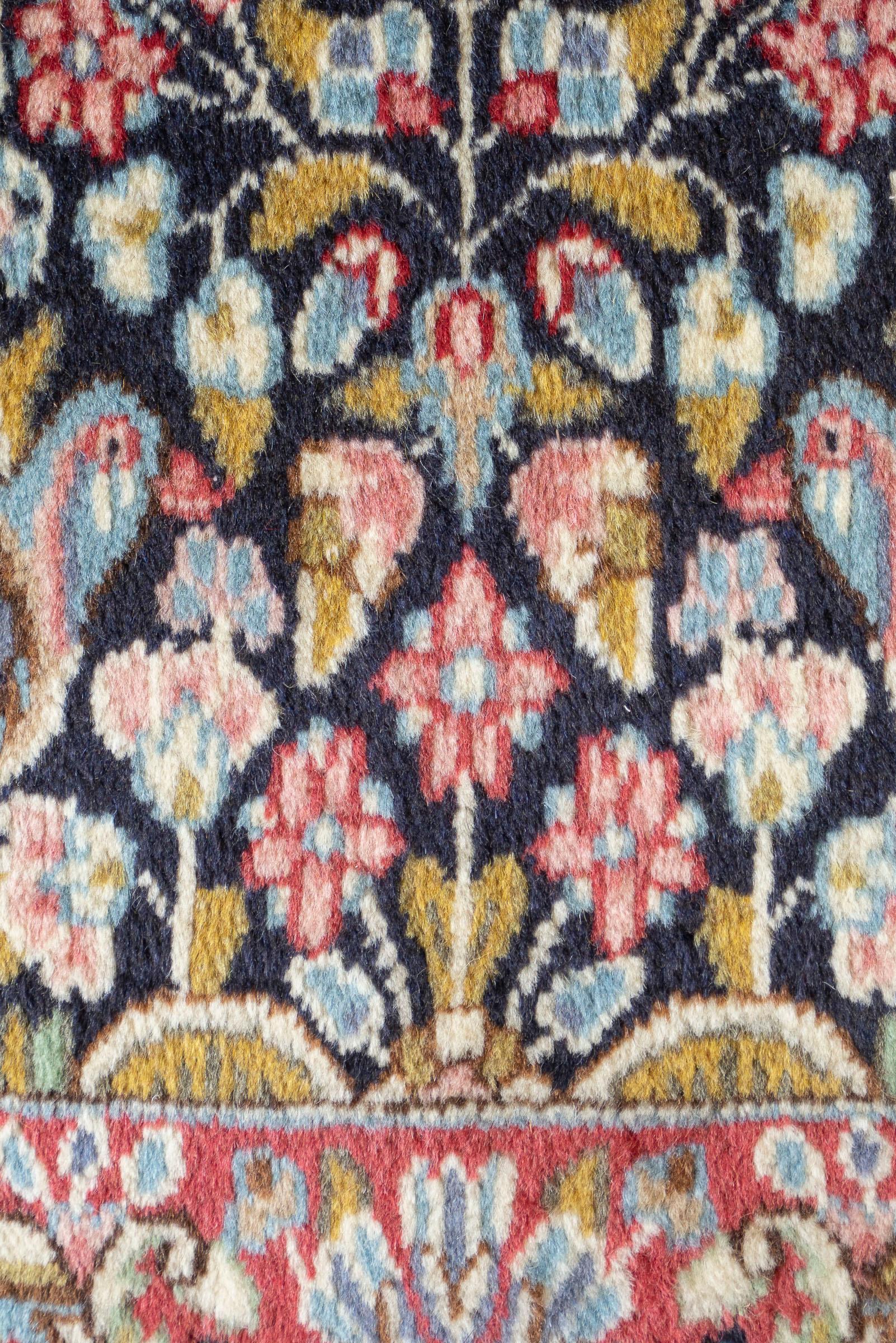 Kerman “Morqi” Bird-and-Tree Persian Rug, c. 1950s