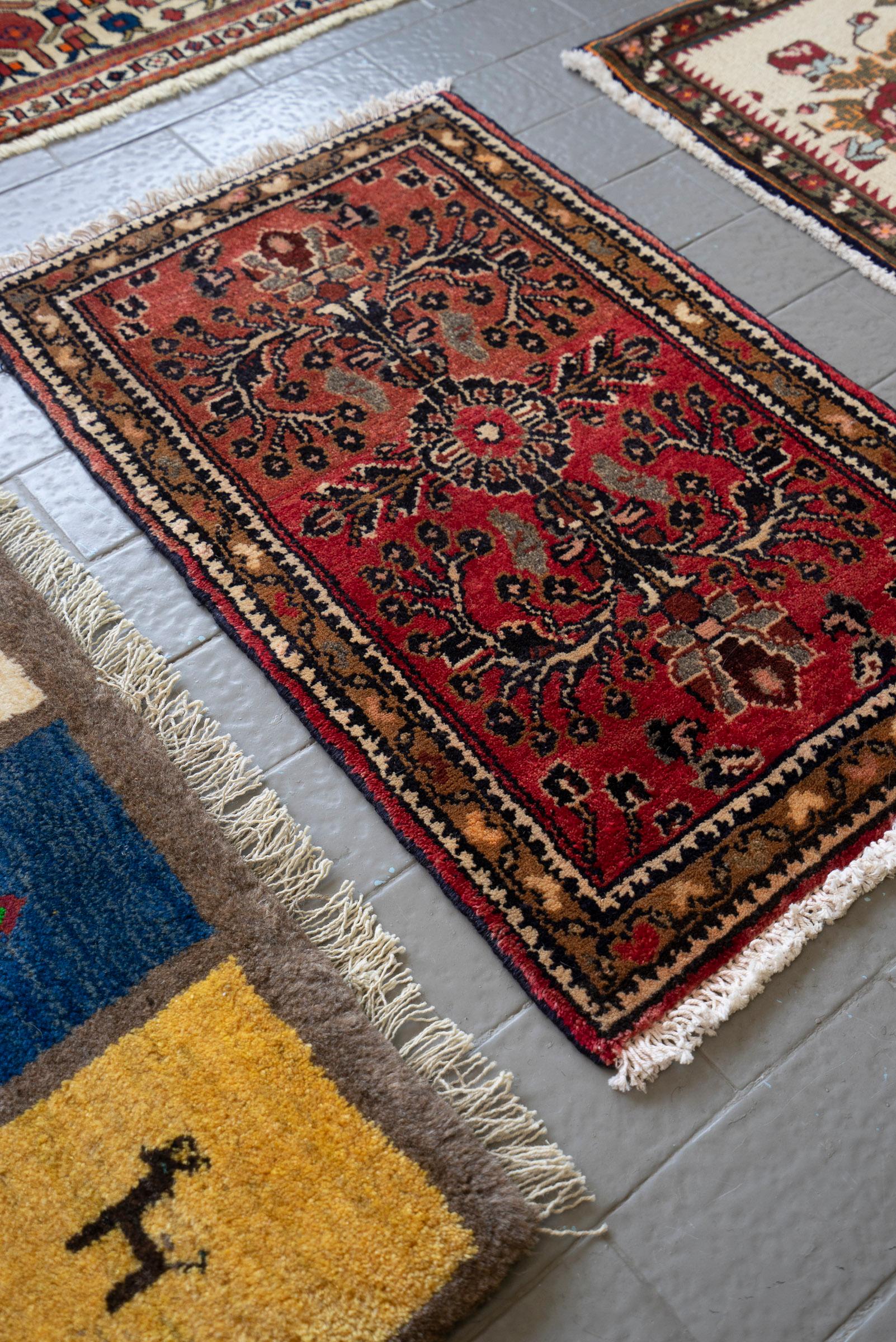 Vintage Lillian Afshan Persian Poshti Rug