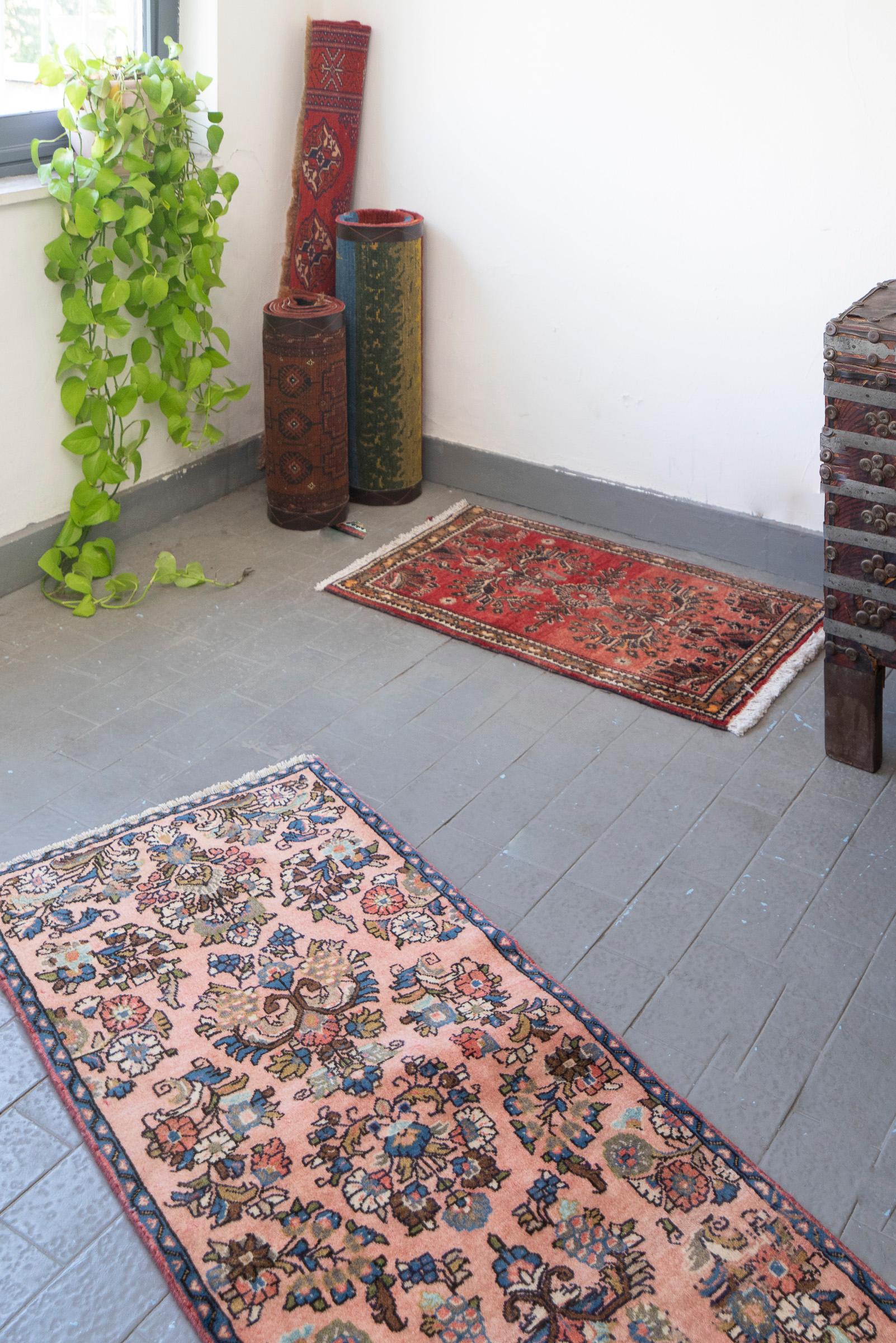 Sarouk American Flower Sarouk Persian Runner Rug