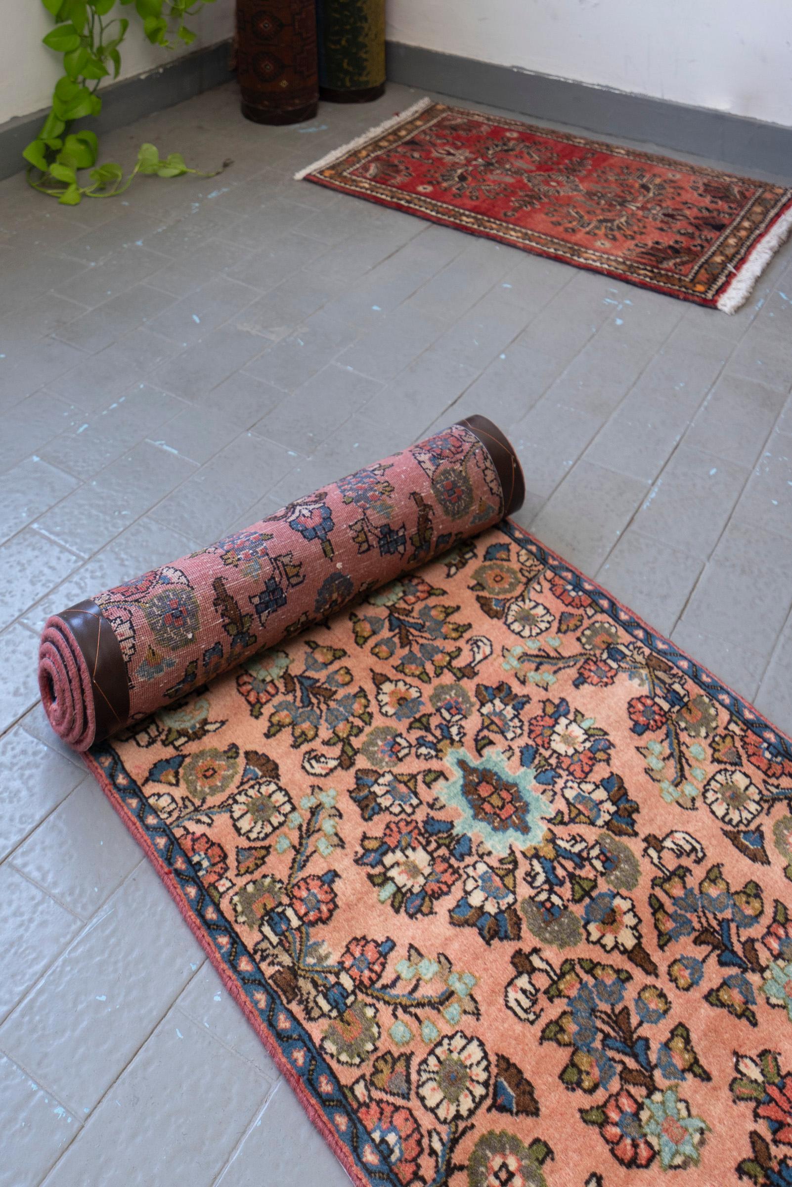 Sarouk American Flower Sarouk Persian Runner Rug