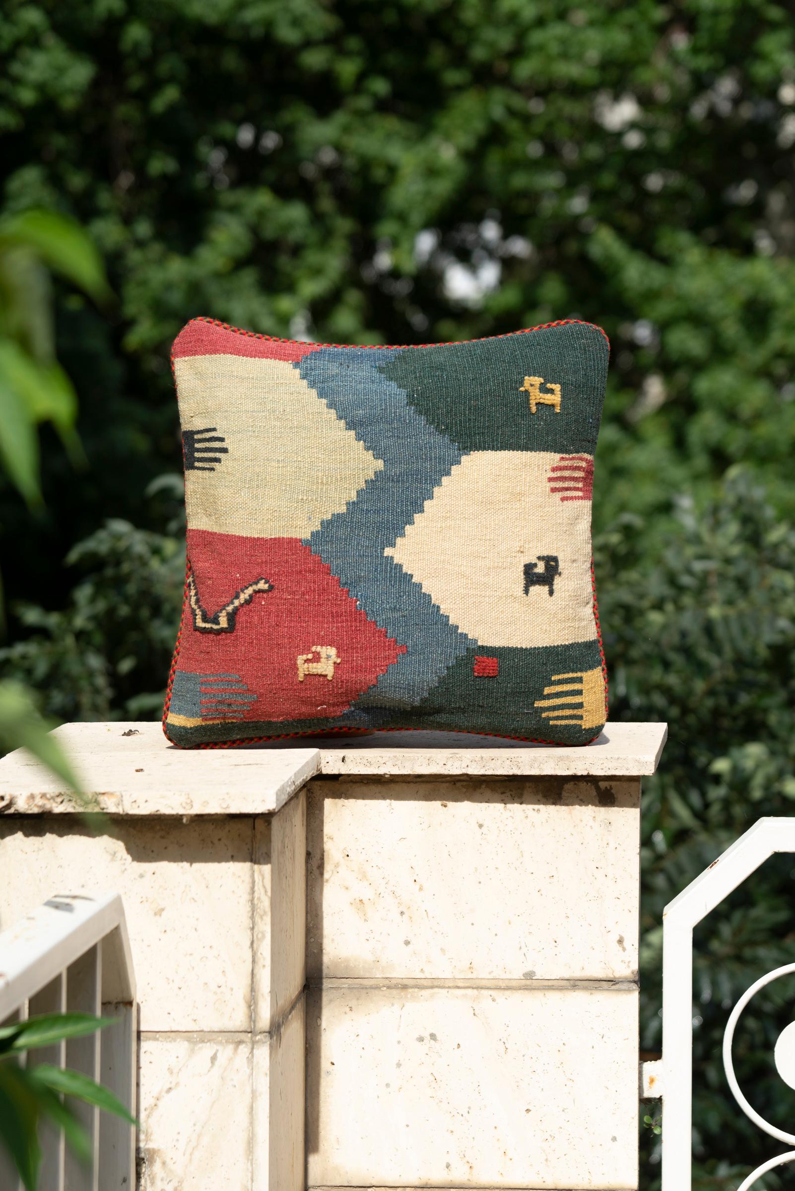 New Weave Qashqai Kilim and Gabbeh Cushion