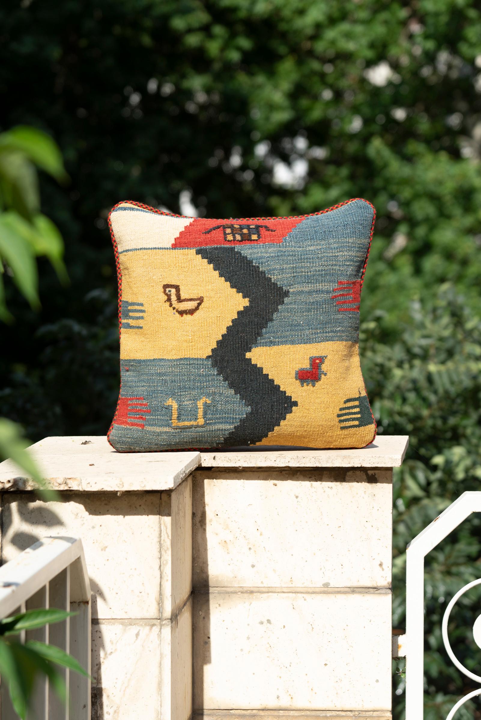 New Weave Qashqai Kilim and Gabbeh Cushion