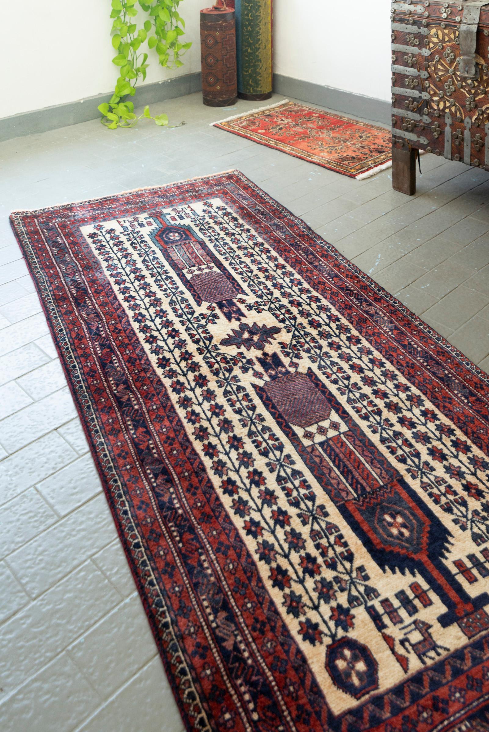 Baluch Fine Vases Persian Runner Rug