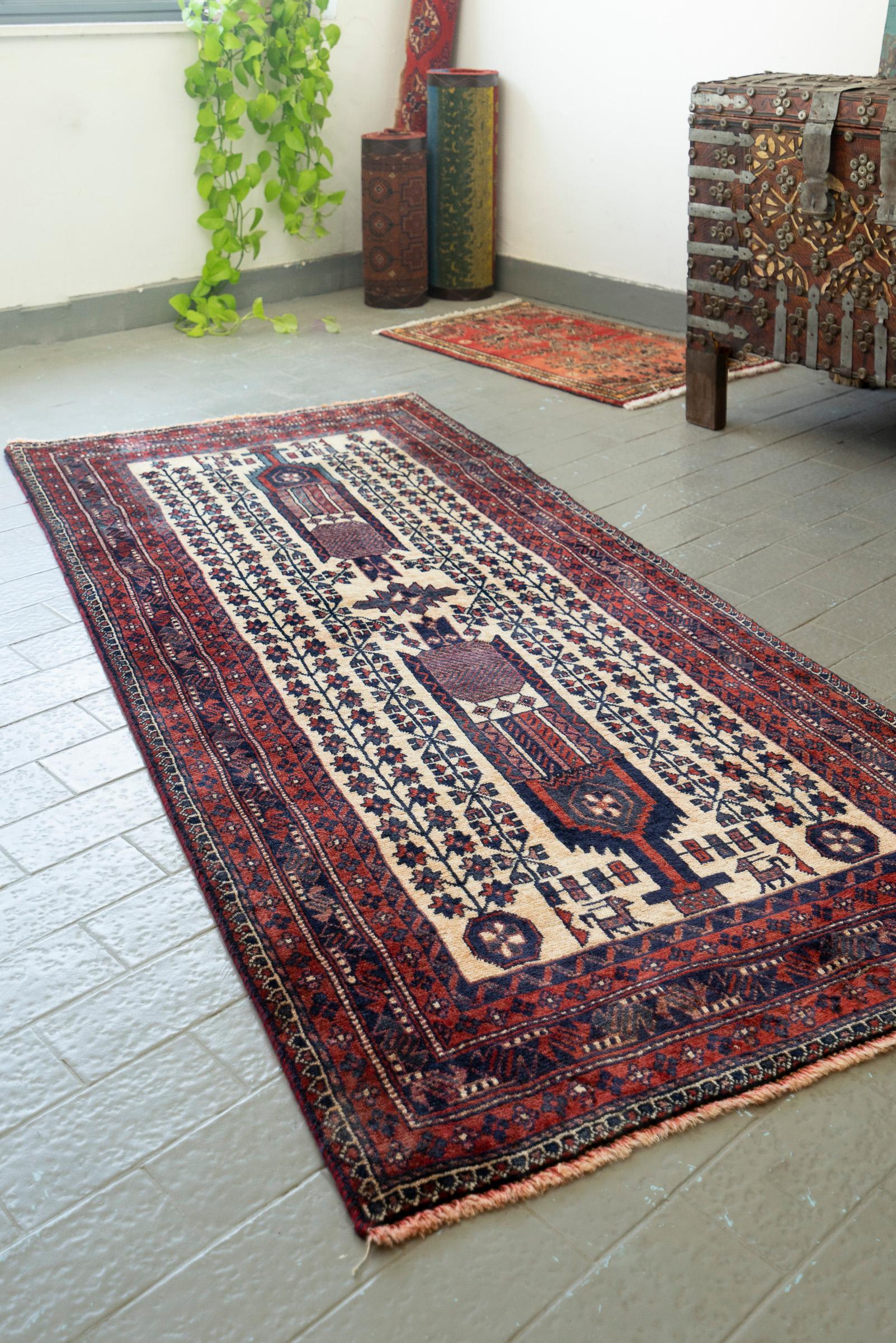 Baluch Fine Vases Persian Runner Rug