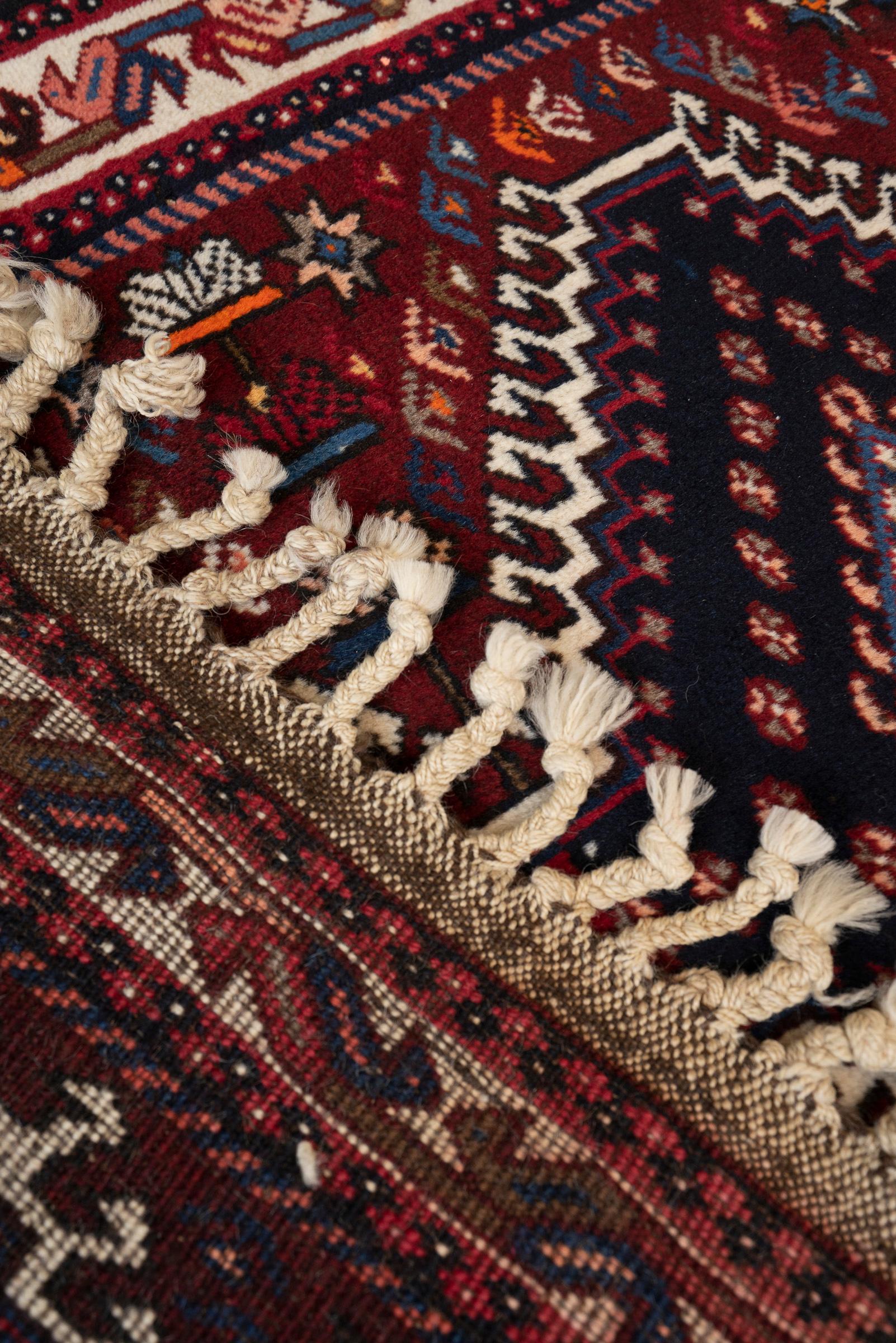 Yalameh Persian Runner rug, Nested Diamond Medallions, Circa 1980s