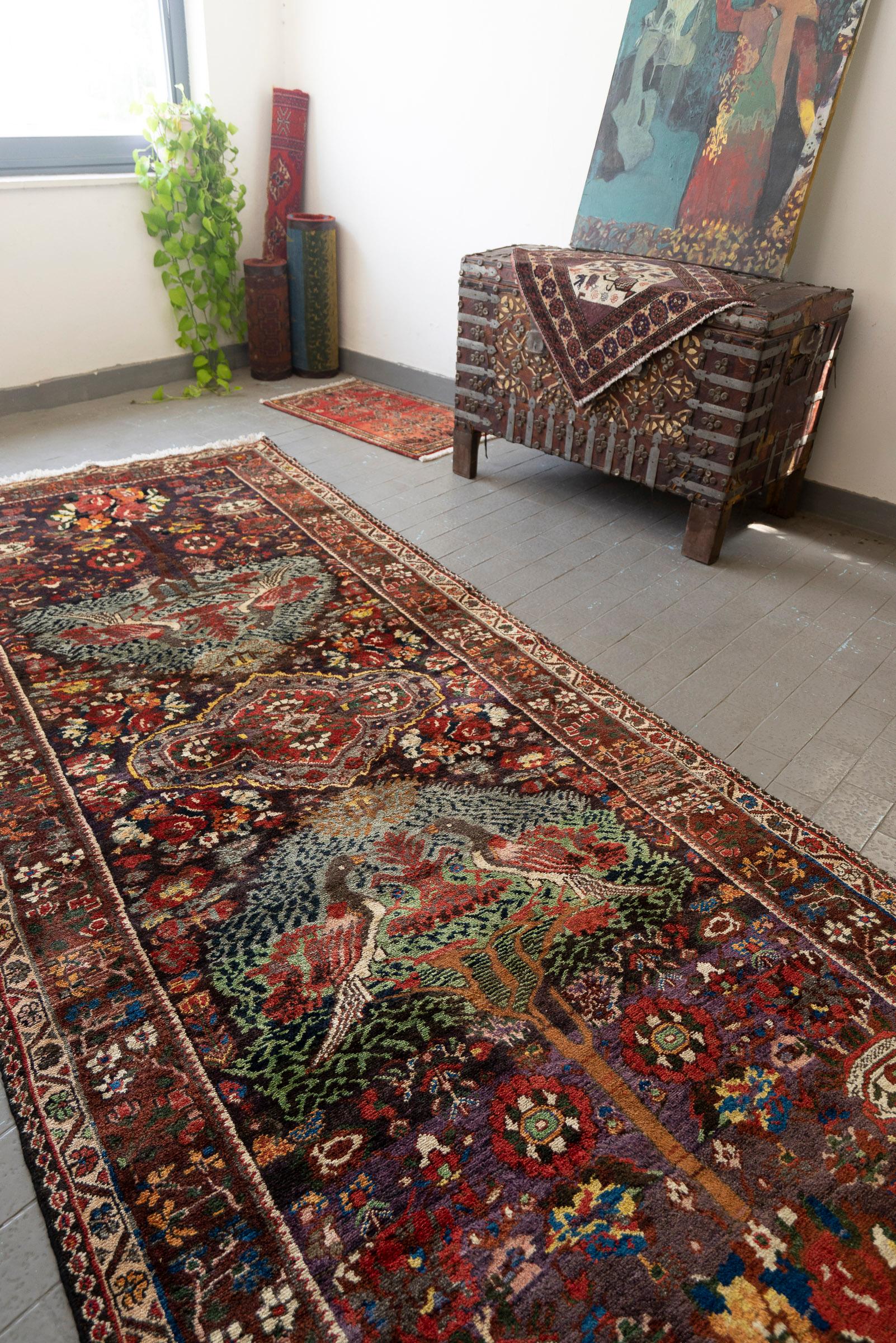 Antique Bakhtiari Faradonbeh Tree of Life Persian Runner Rug