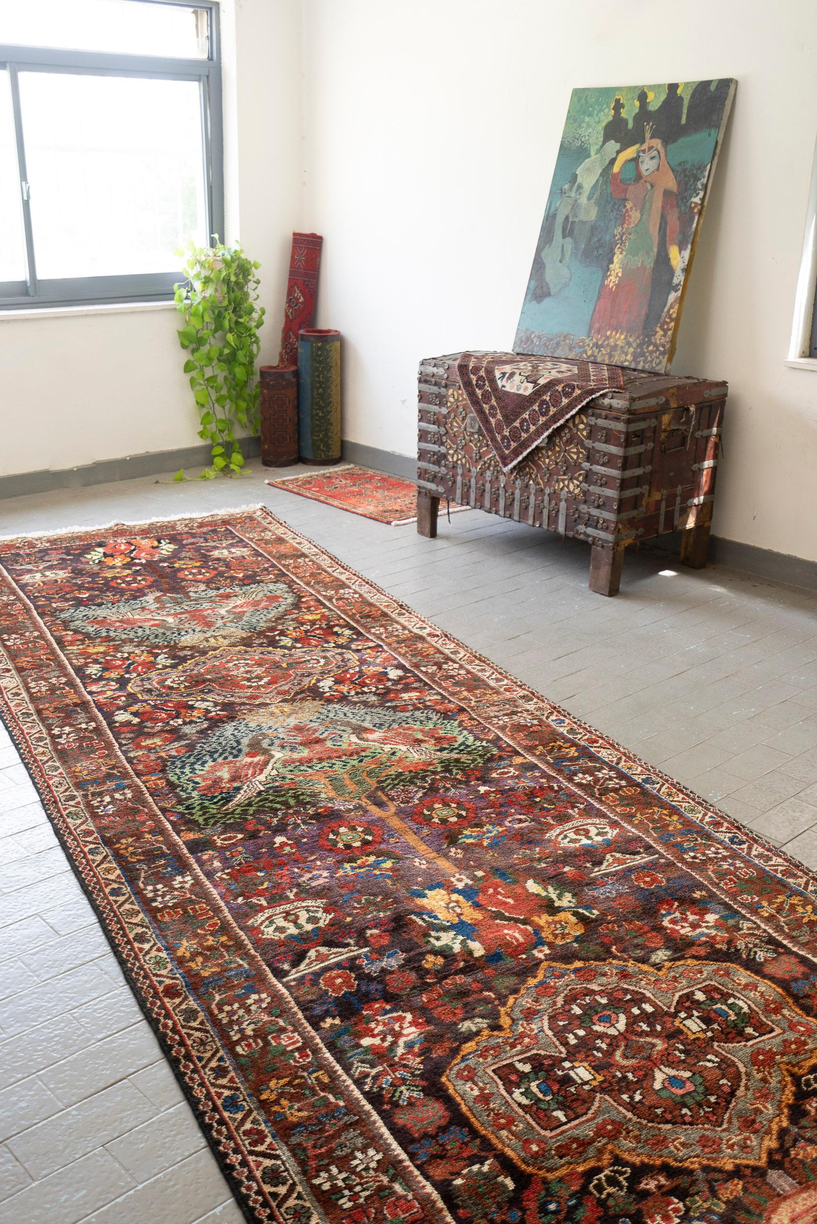 Antique Bakhtiari Faradonbeh Tree of Life Persian Runner Rug