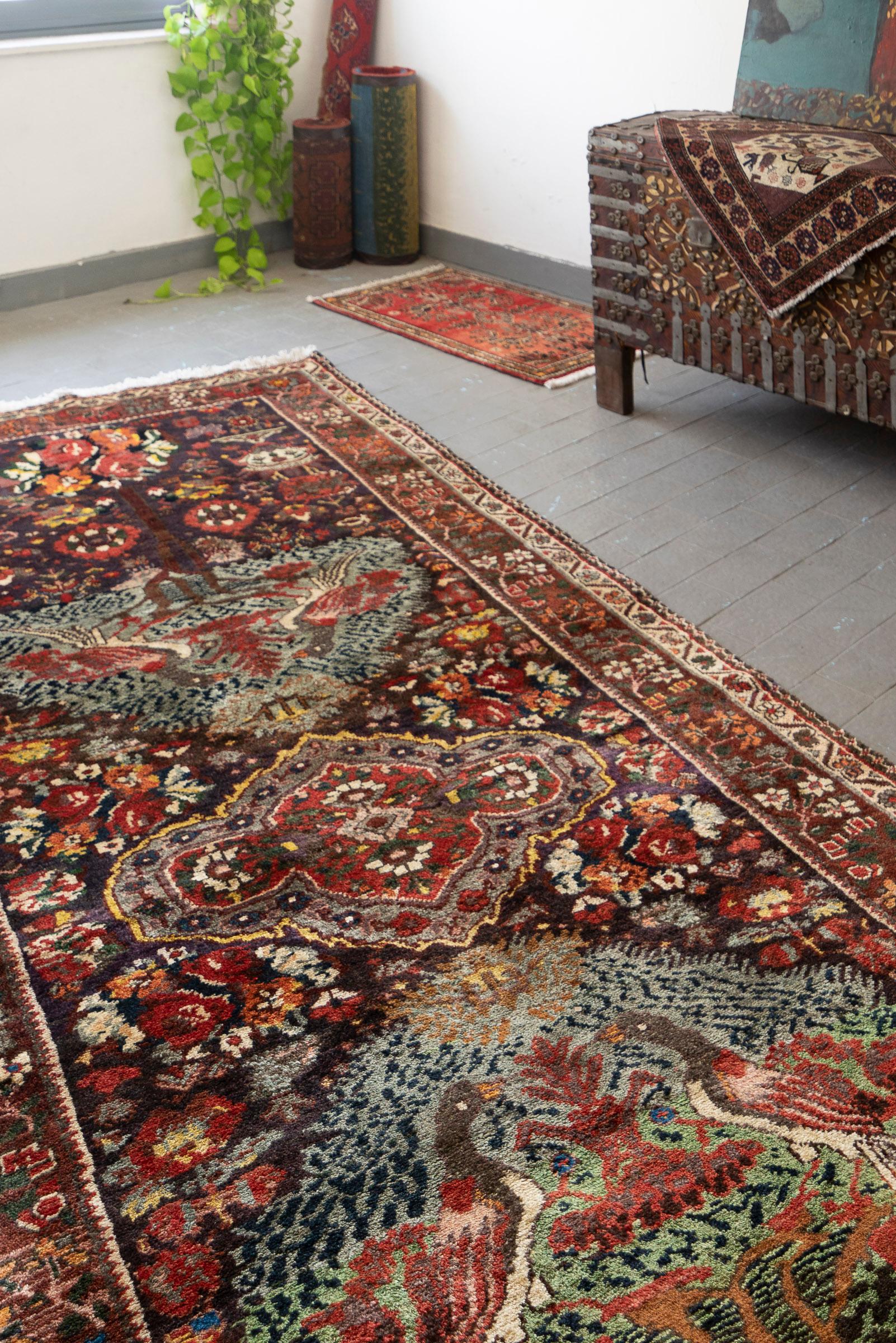 Antique Bakhtiari Faradonbeh Tree of Life Persian Runner Rug