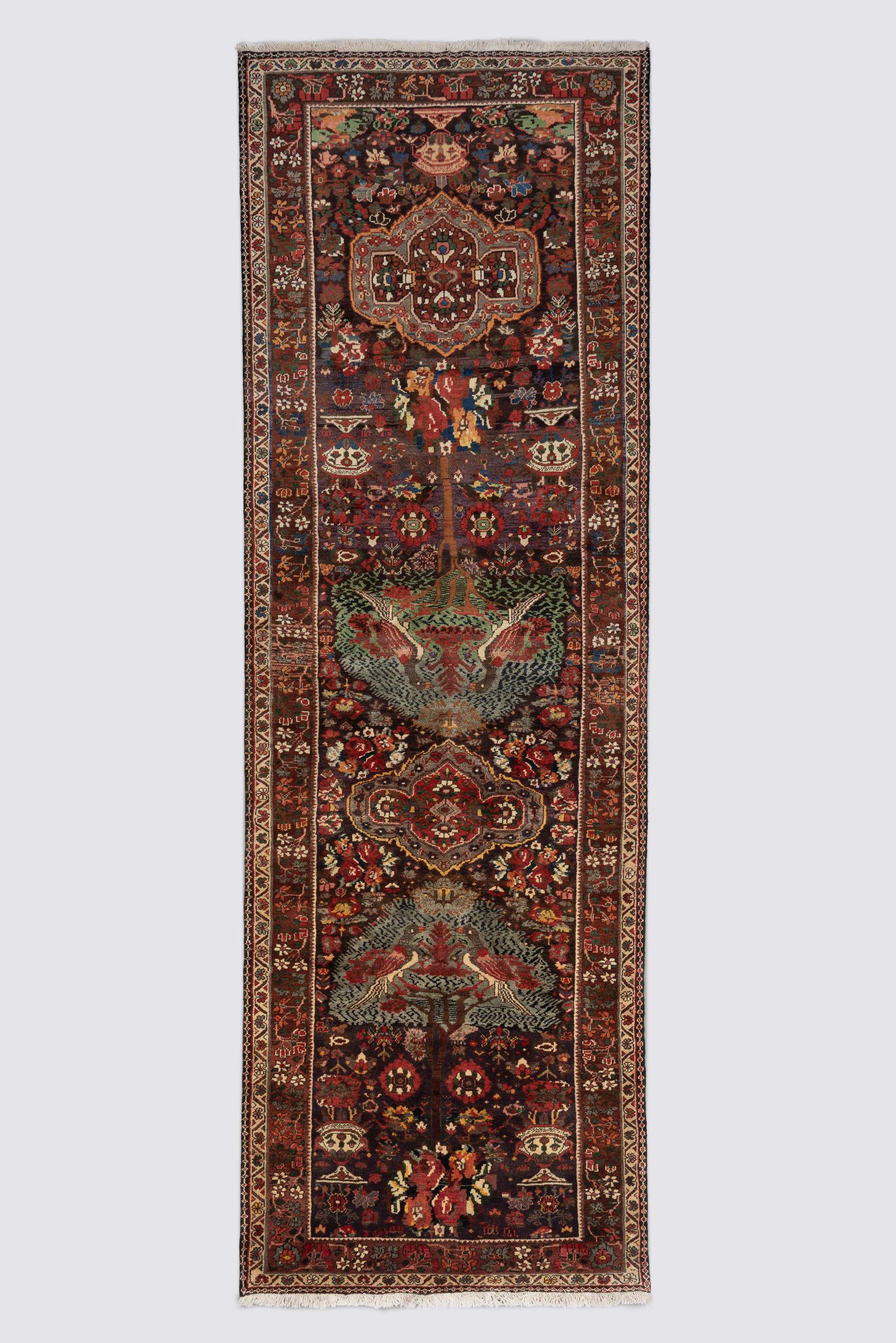 Antique Bakhtiari Faradonbeh Tree of Life Persian Runner Rug