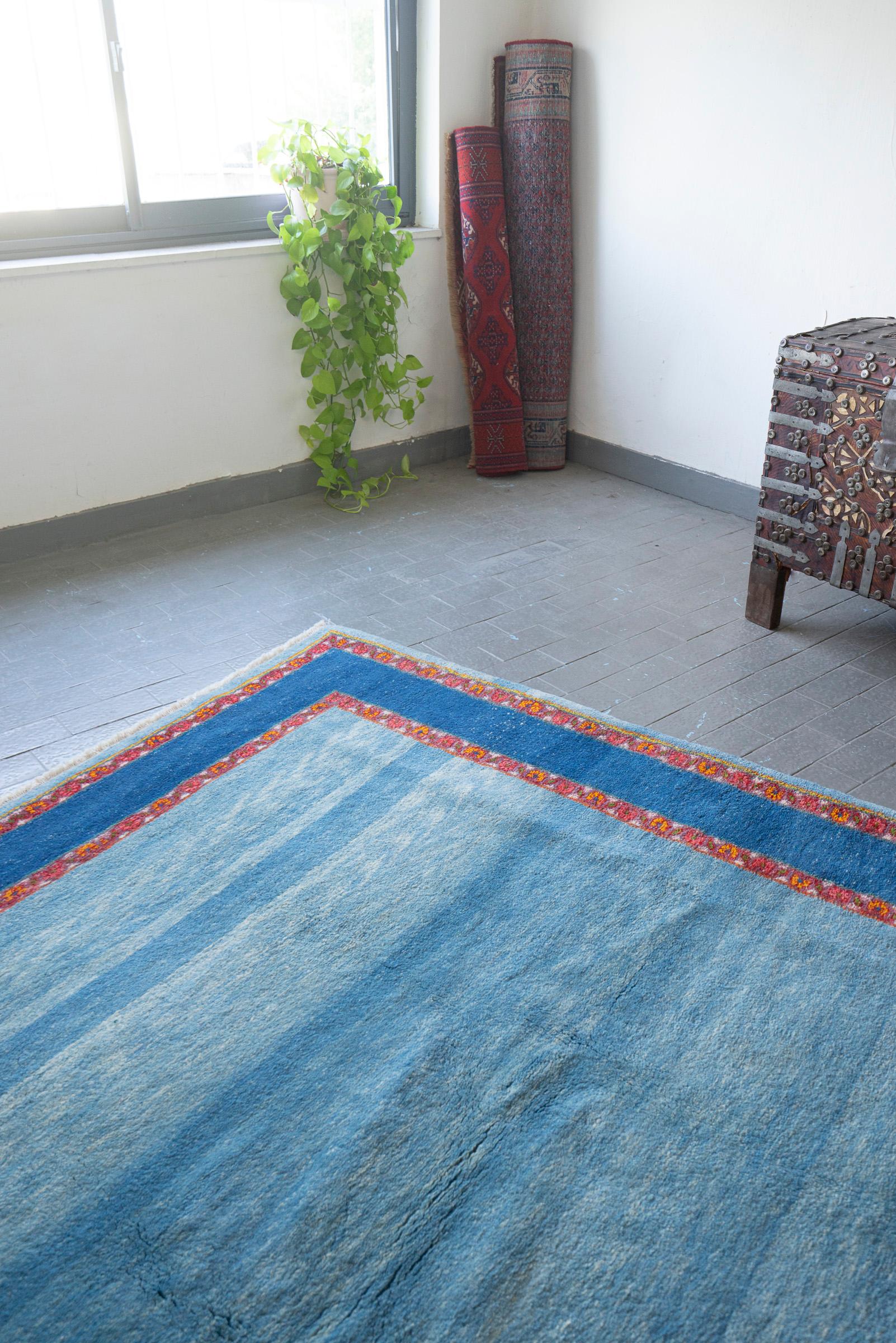 New Weave Bijar Blue Fields Persian Gabbeh Rug