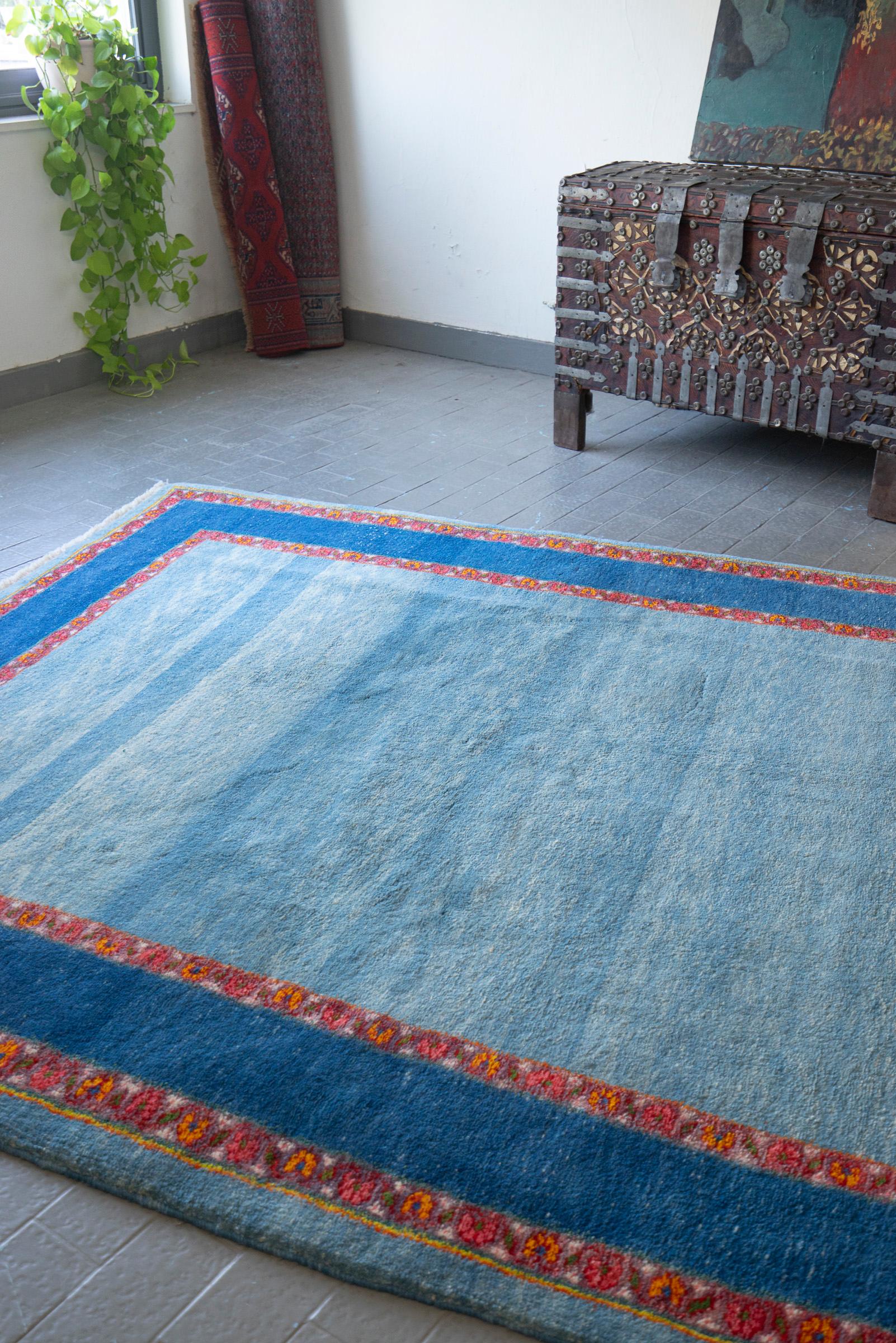 New Weave Bijar Blue Fields Persian Gabbeh Rug
