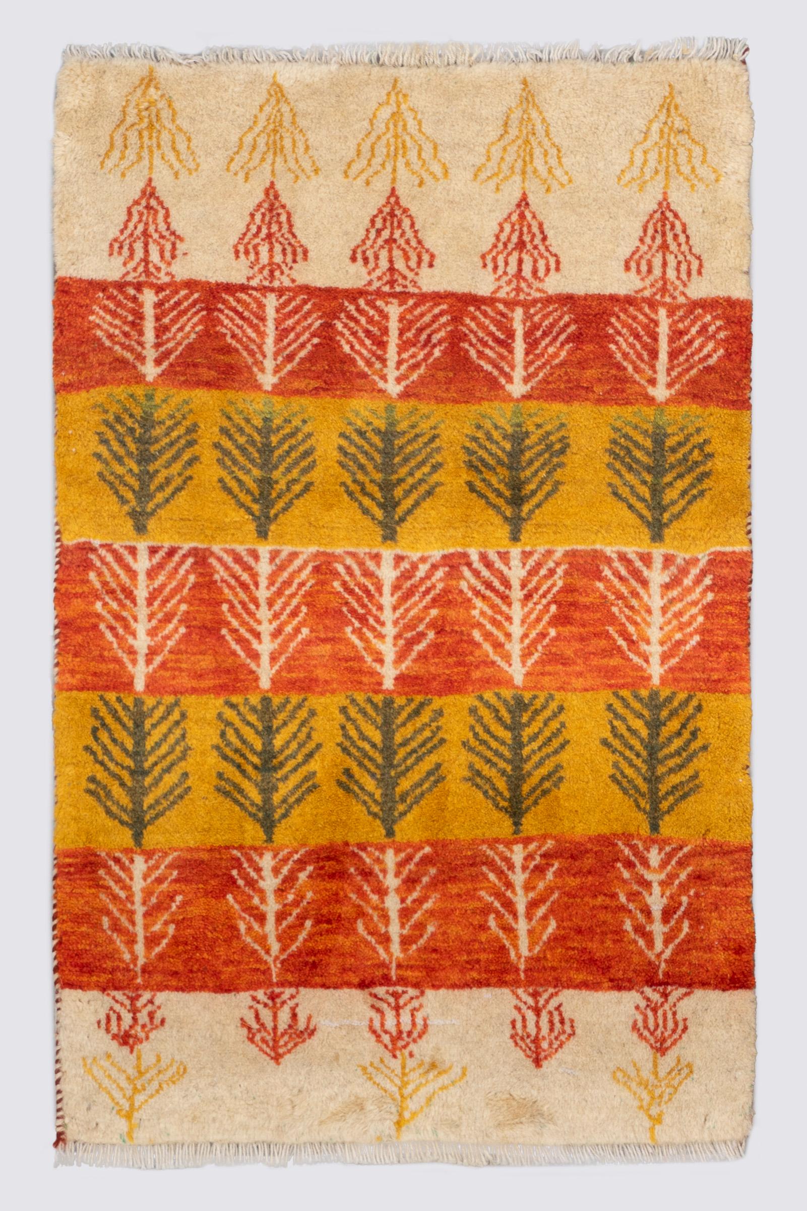 Small Qashqai Persian Gabbeh with warm colours