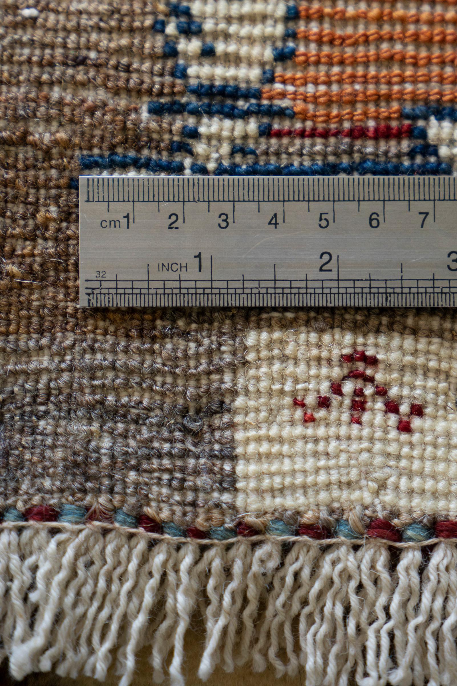Checkered Qashqai Lion Persian Gabbeh Runner