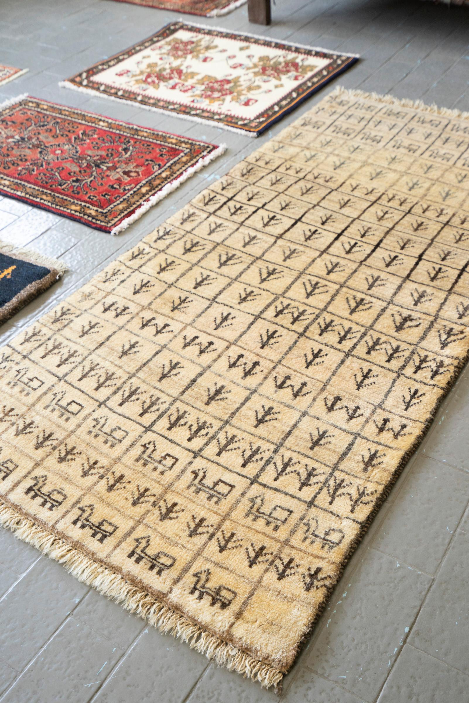 Vintage Qashqai self dye Fields Persian Gabbeh Runner
