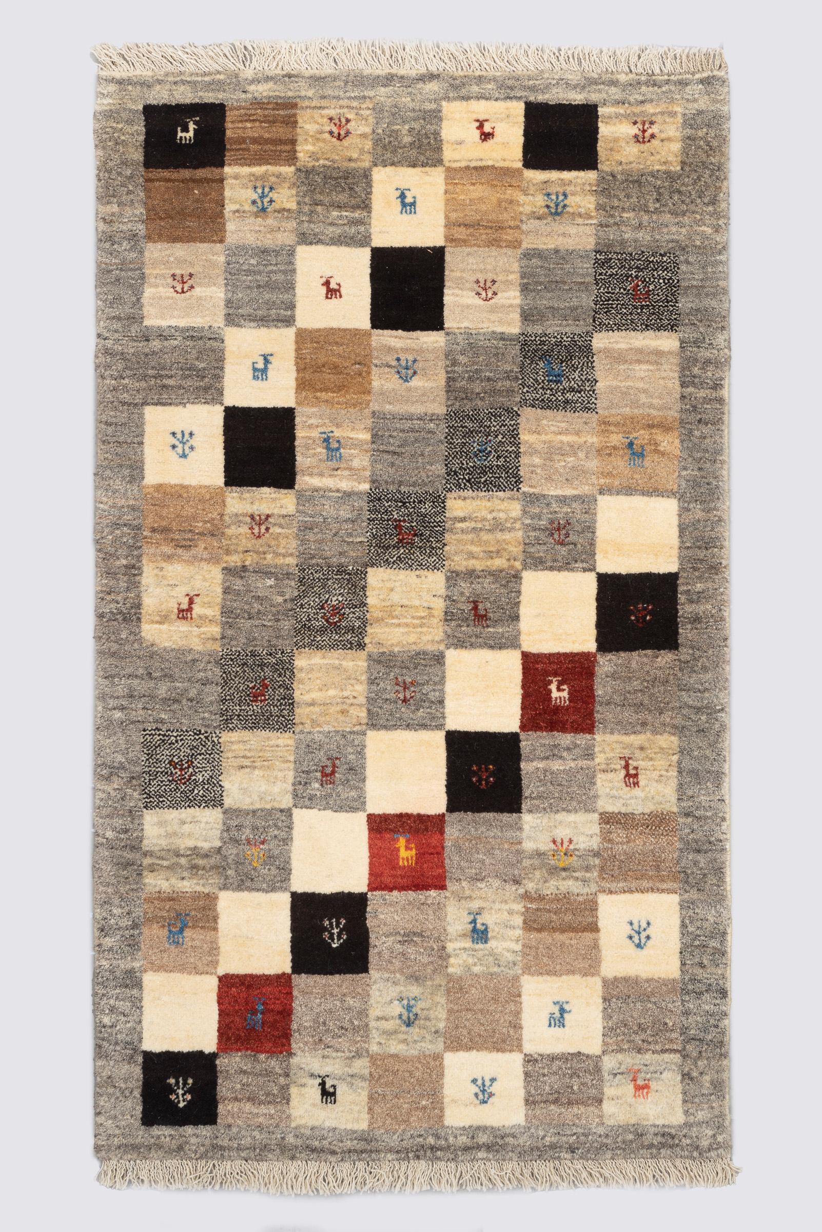 Contemporary Qashqai Checkered Persian Gabbeh Rug