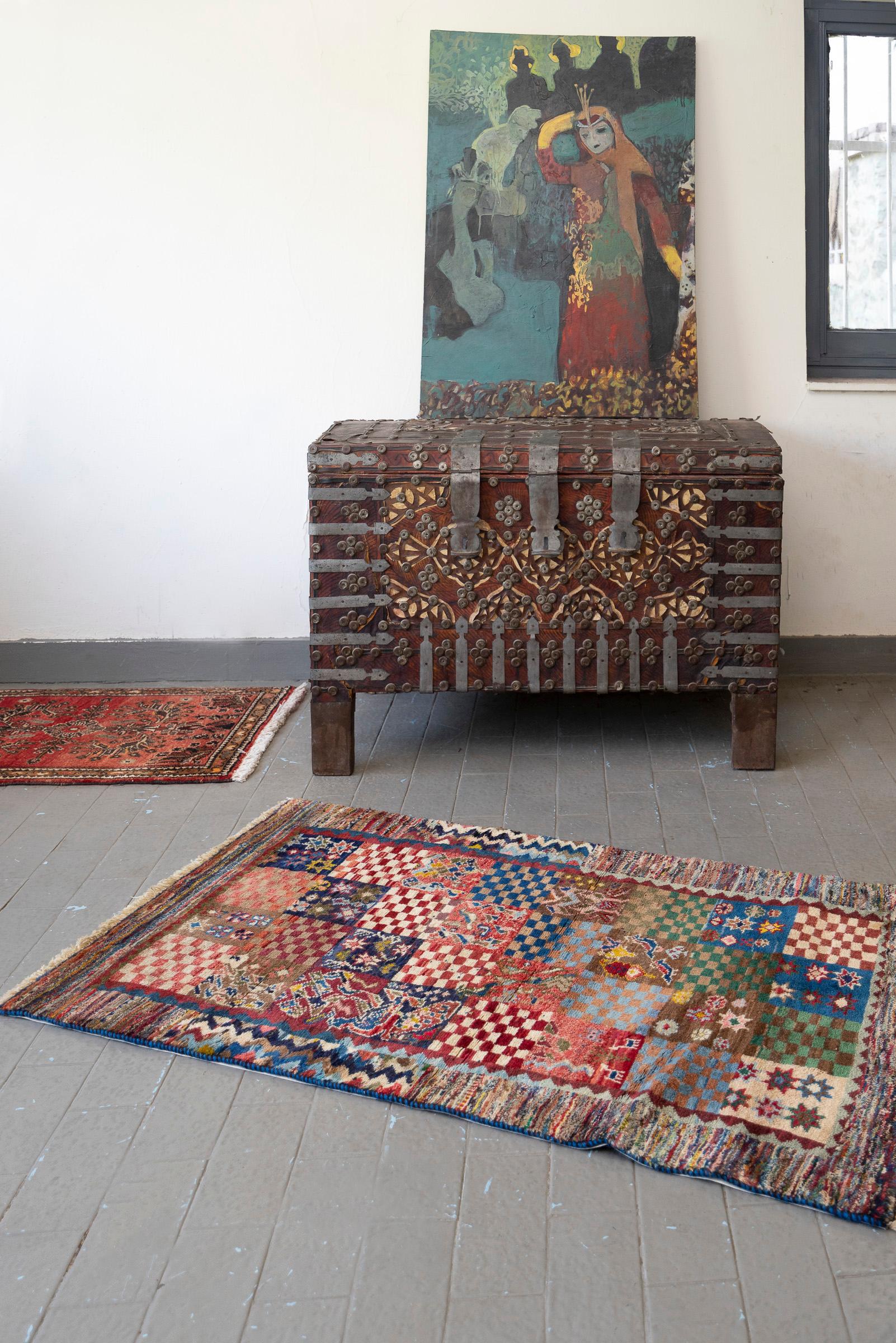 Checkered Qashqai Persian Gabbeh Rug