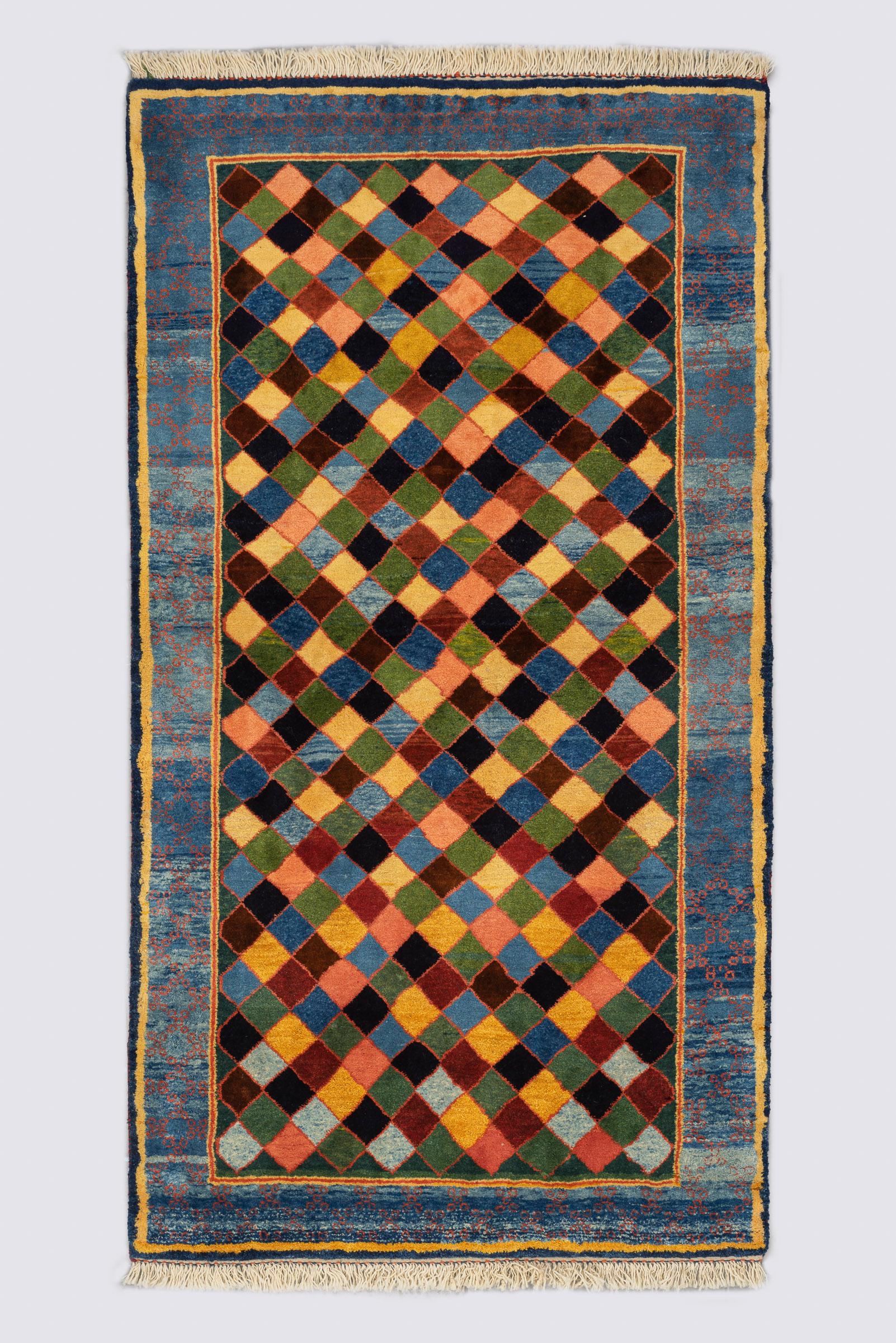 Contemporary Fine Qashqai Diamonds Persian Gabbeh Rug
