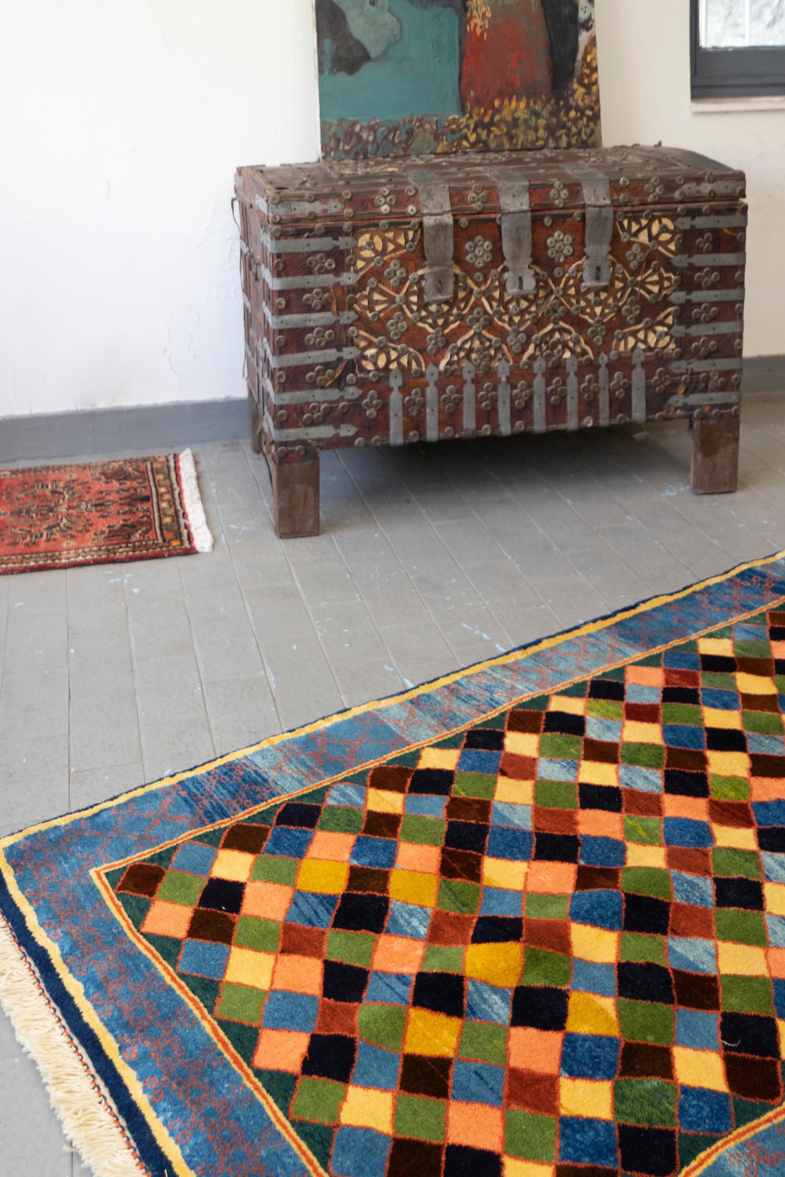 Contemporary Fine Qashqai Diamonds Persian Gabbeh Rug