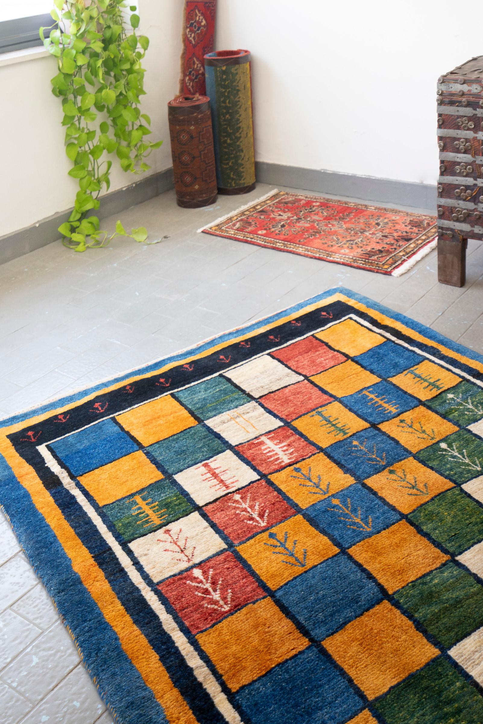 Qashqai Fine Checkered Flora Persian Gabbeh