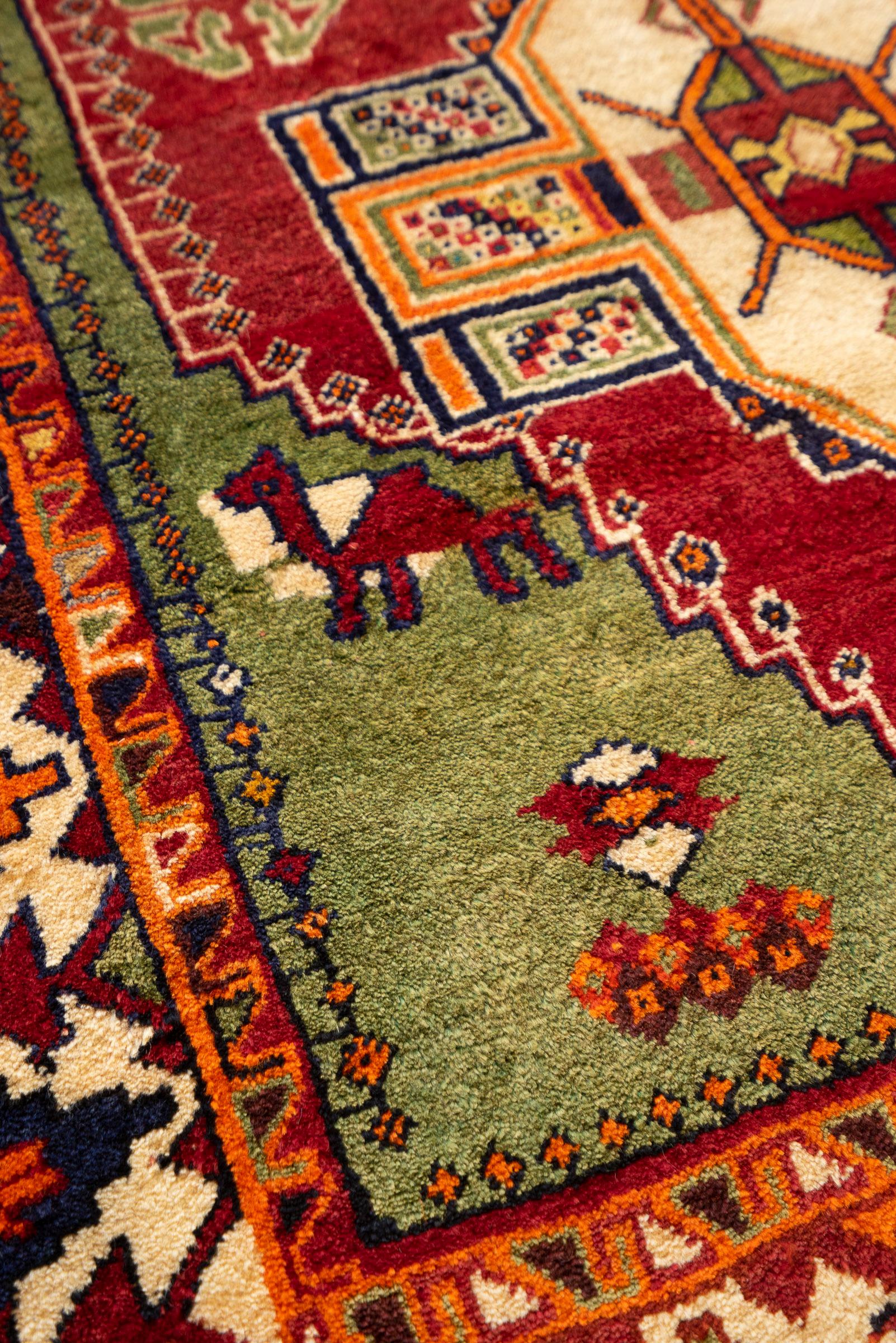 Qashqai DoghozLoo Green 3 Toranj Persian Gabbeh Rug