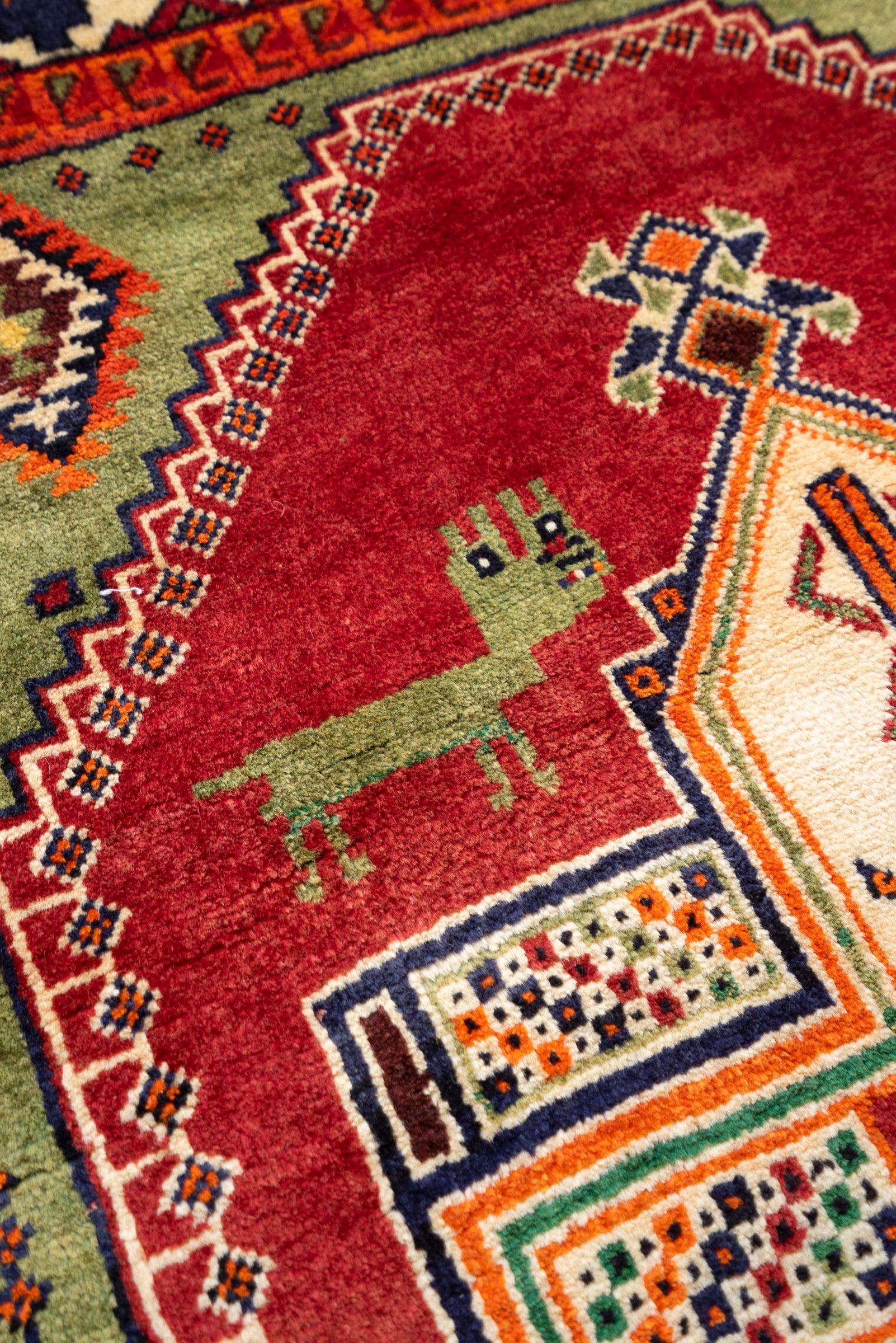 Qashqai DoghozLoo Green 3 Toranj Persian Gabbeh Rug