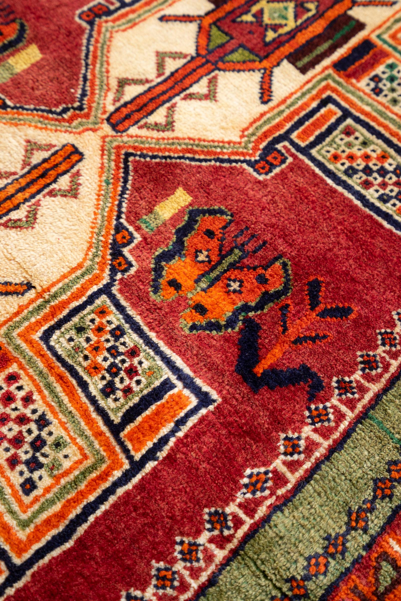 Qashqai DoghozLoo Green 3 Toranj Persian Gabbeh Rug