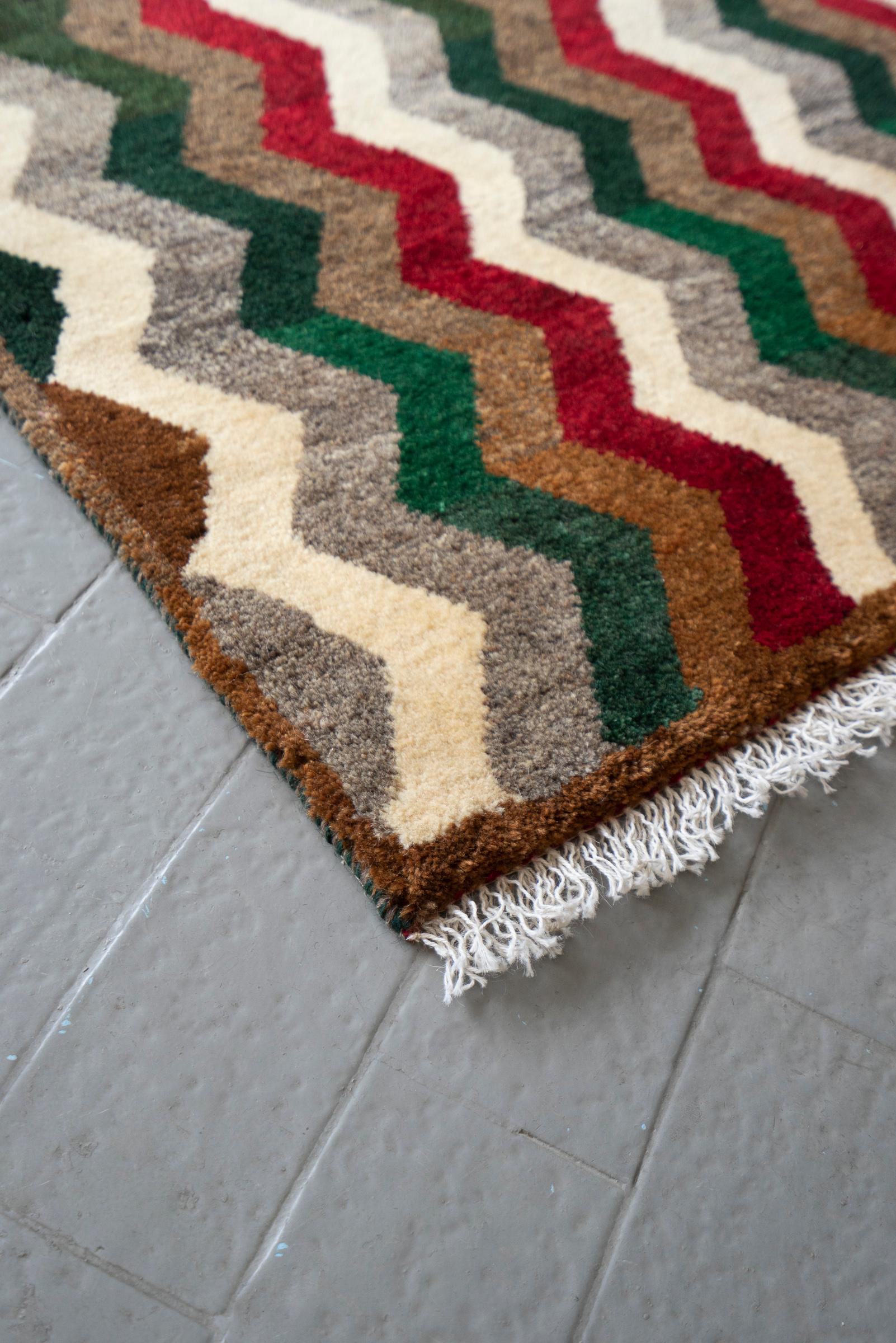 Contemporary Qashqai Wave Persian Gabbeh Rug