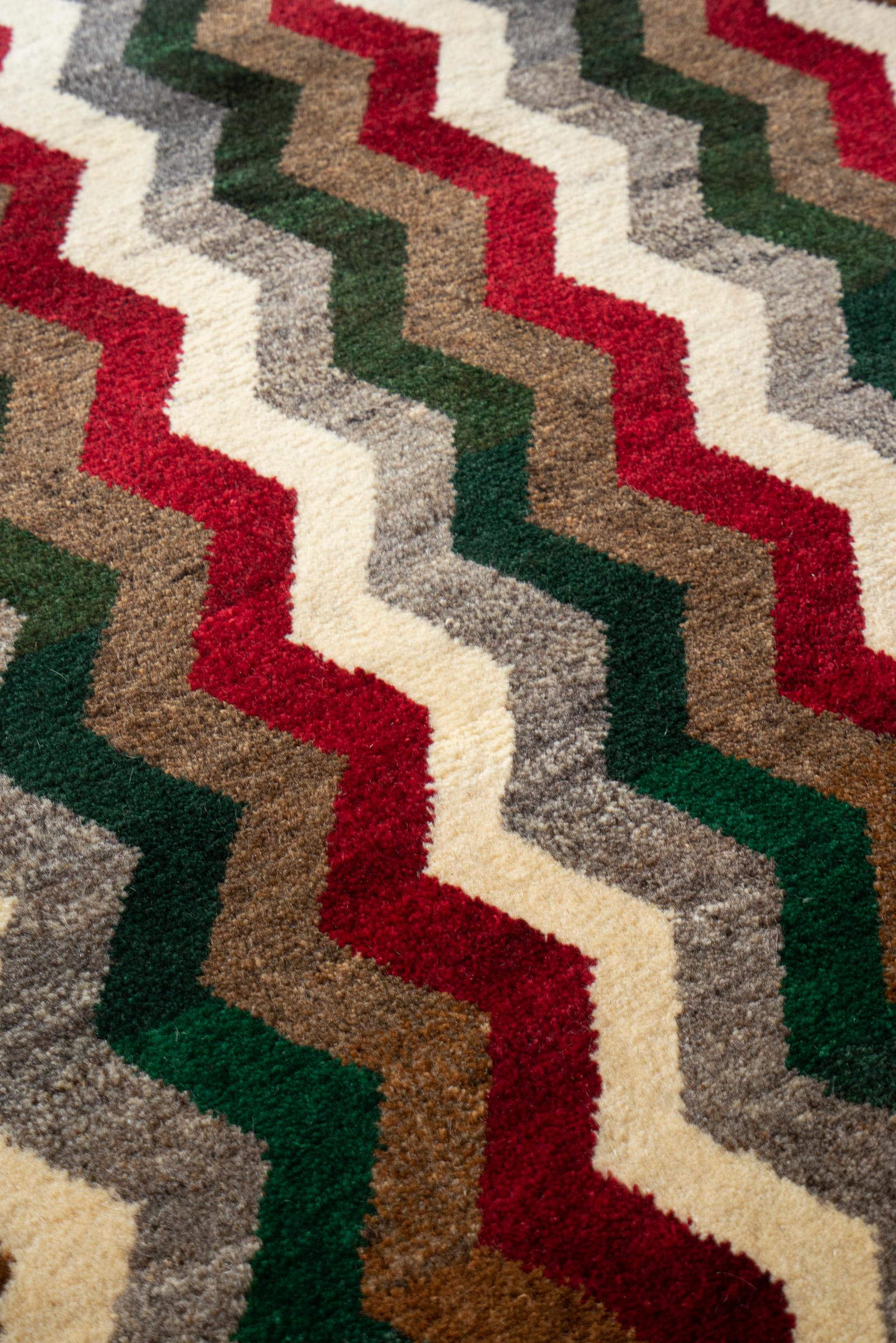 Contemporary Qashqai Wave Persian Gabbeh Rug