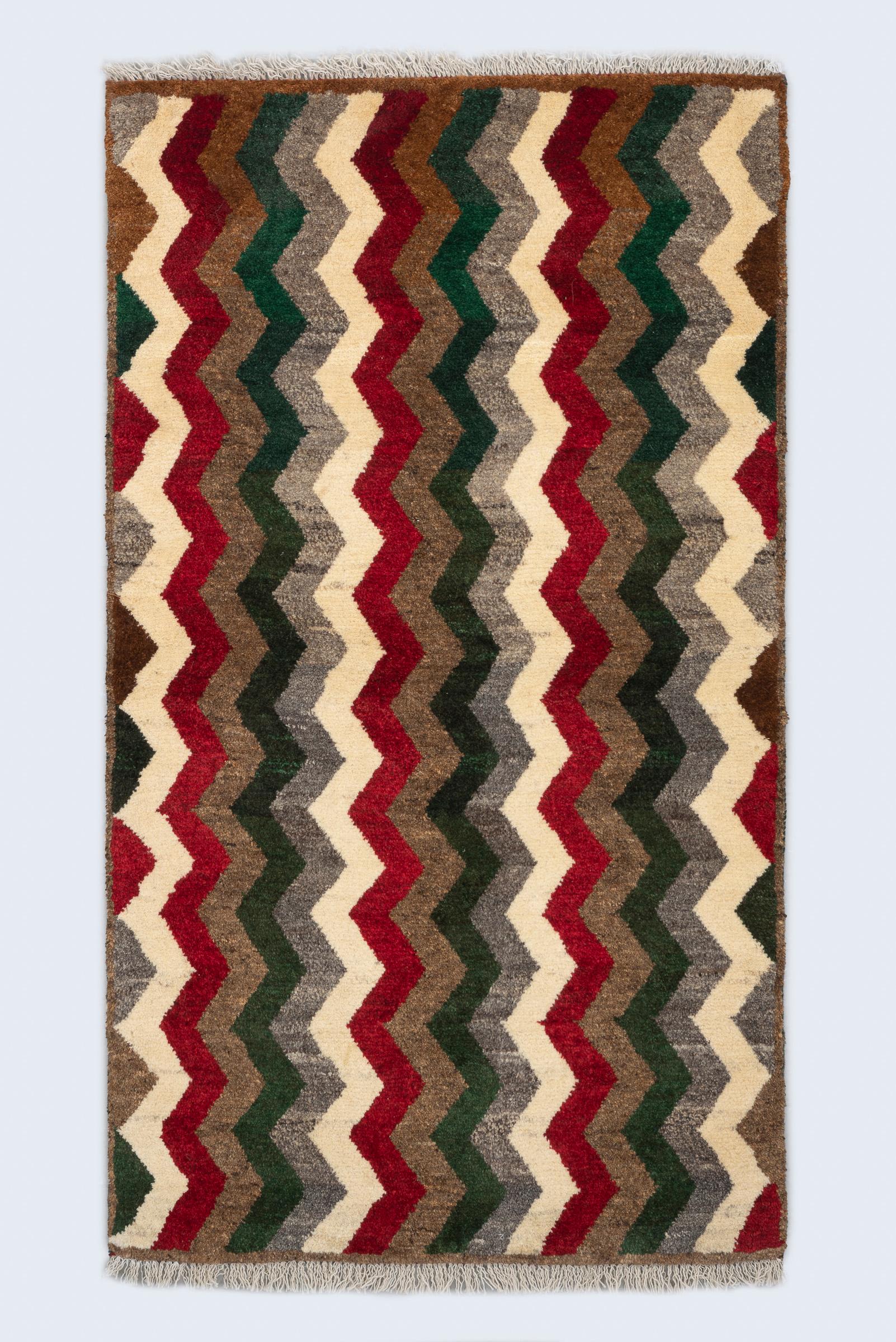 Contemporary Qashqai Wave Persian Gabbeh Rug