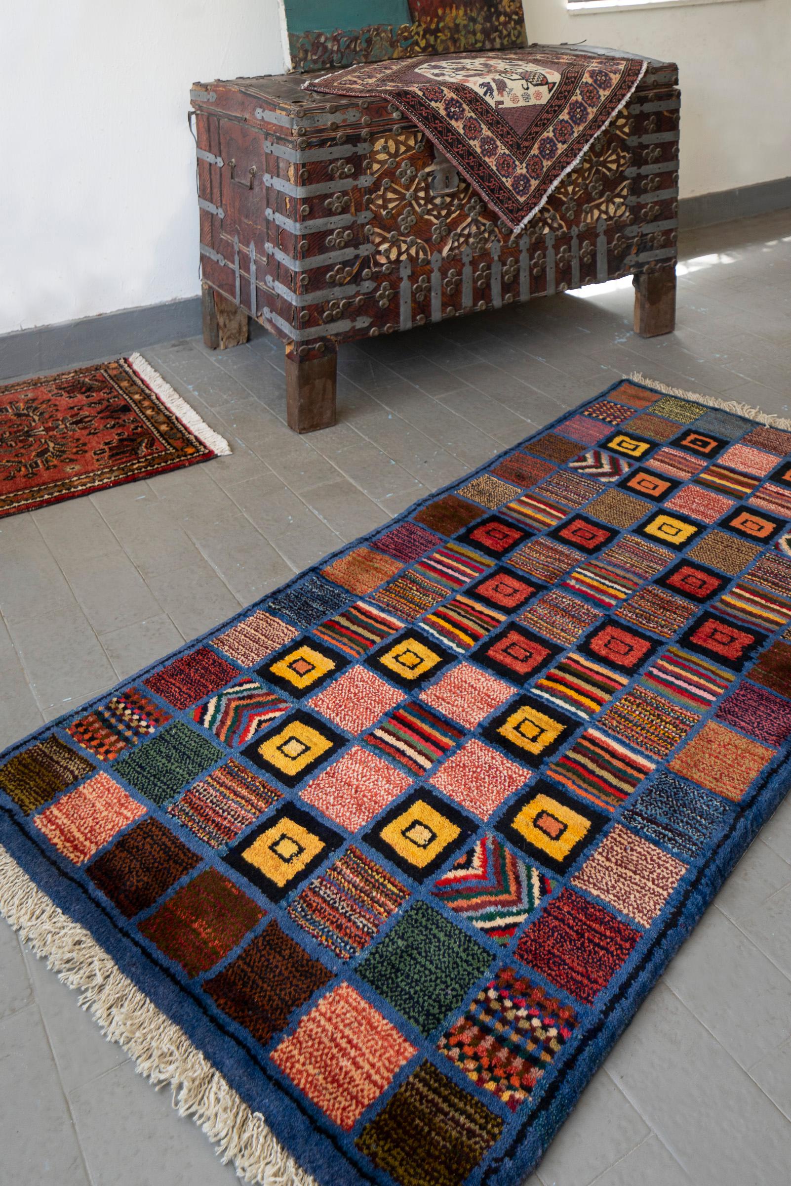Cotemporary Lori Checkered Persian Gabbeh Rug