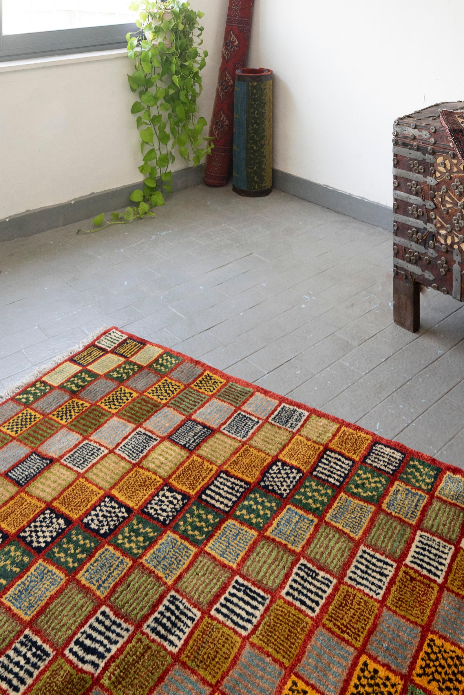 Cotemporary Lori checkered Persian Gabbeh Rug