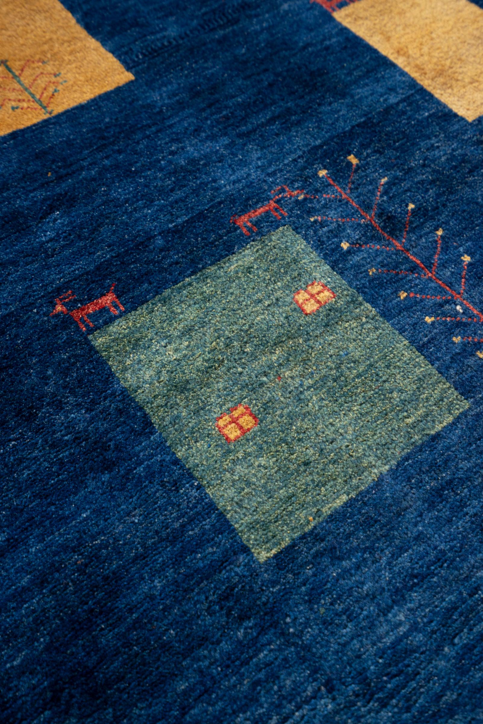 Qashqai Fine Navy abstract Landscape Persian Gabbeh Rug