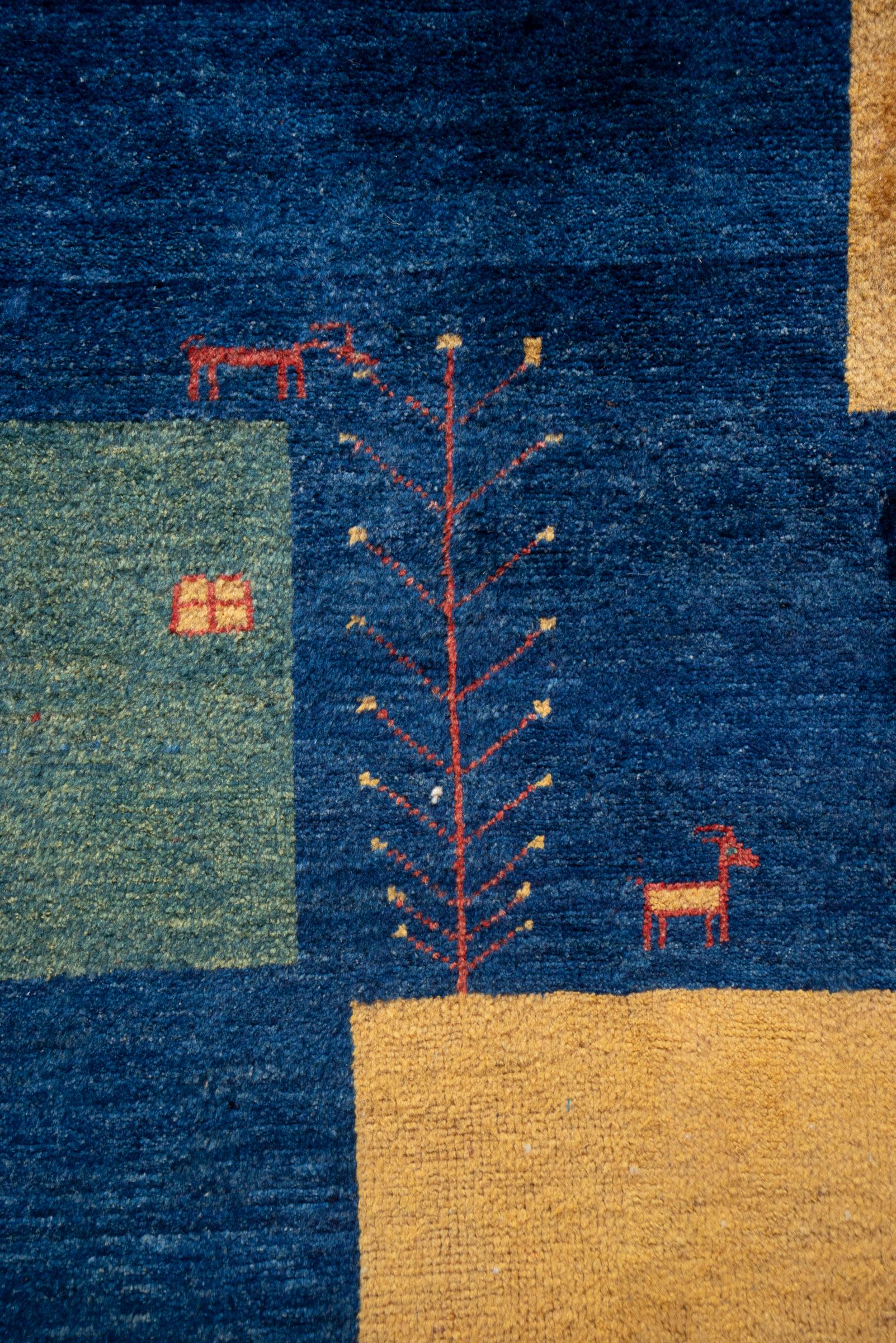 Qashqai Fine Navy abstract Landscape Persian Gabbeh Rug
