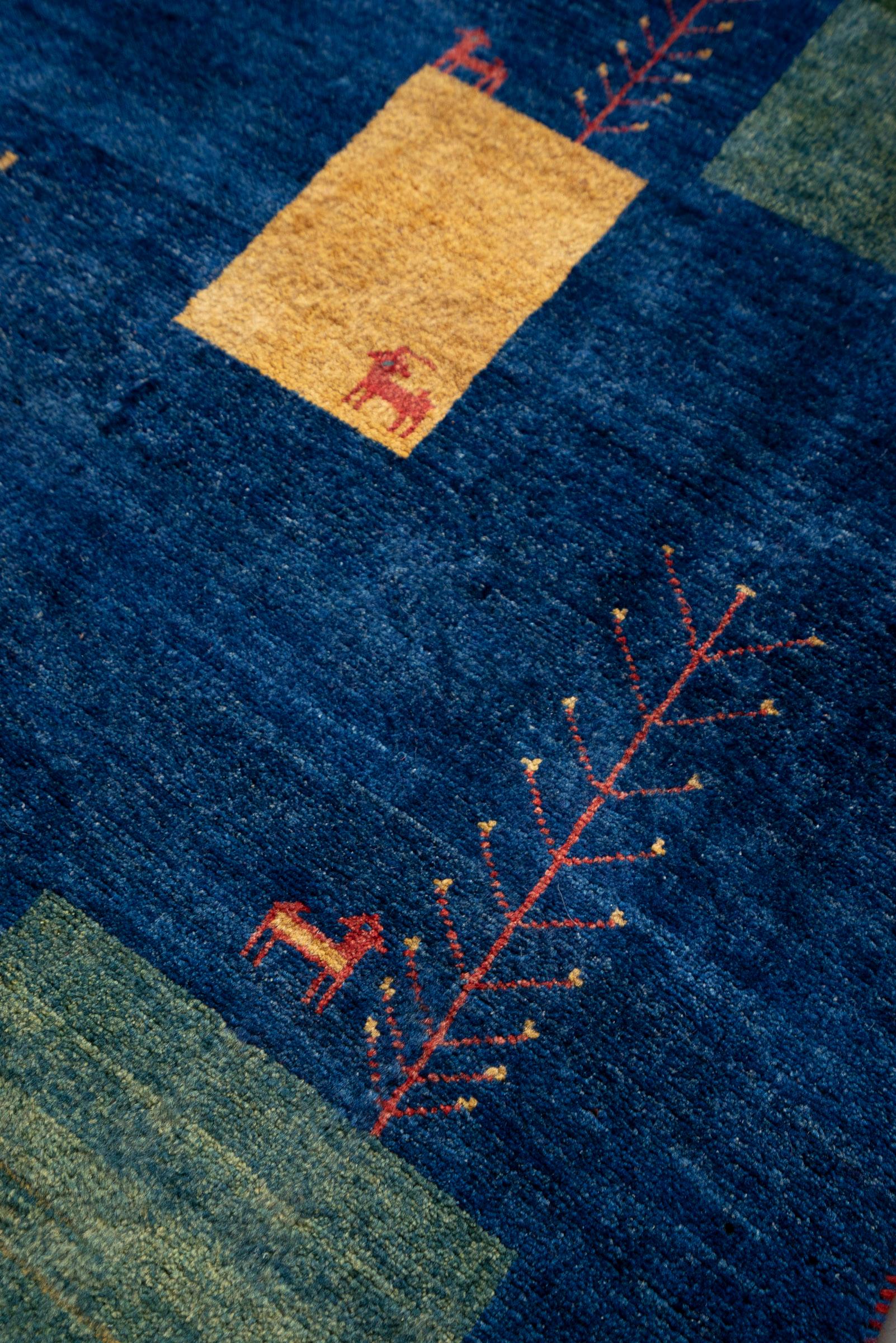 Qashqai Fine Navy abstract Landscape Persian Gabbeh Rug
