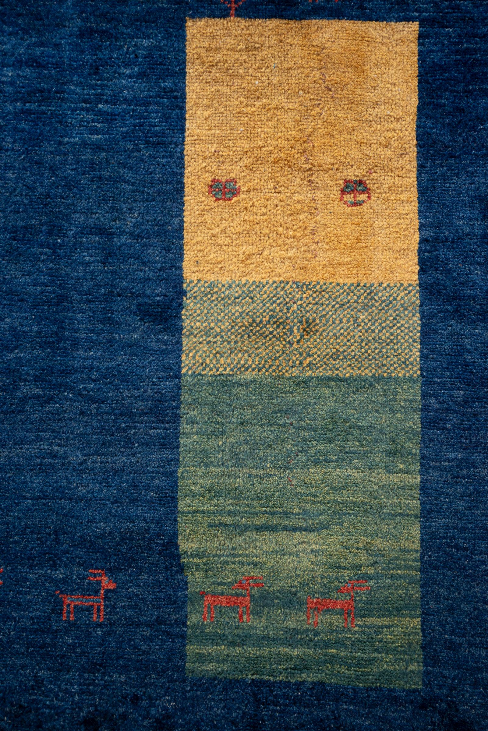 Qashqai Fine Navy abstract Landscape Persian Gabbeh Rug