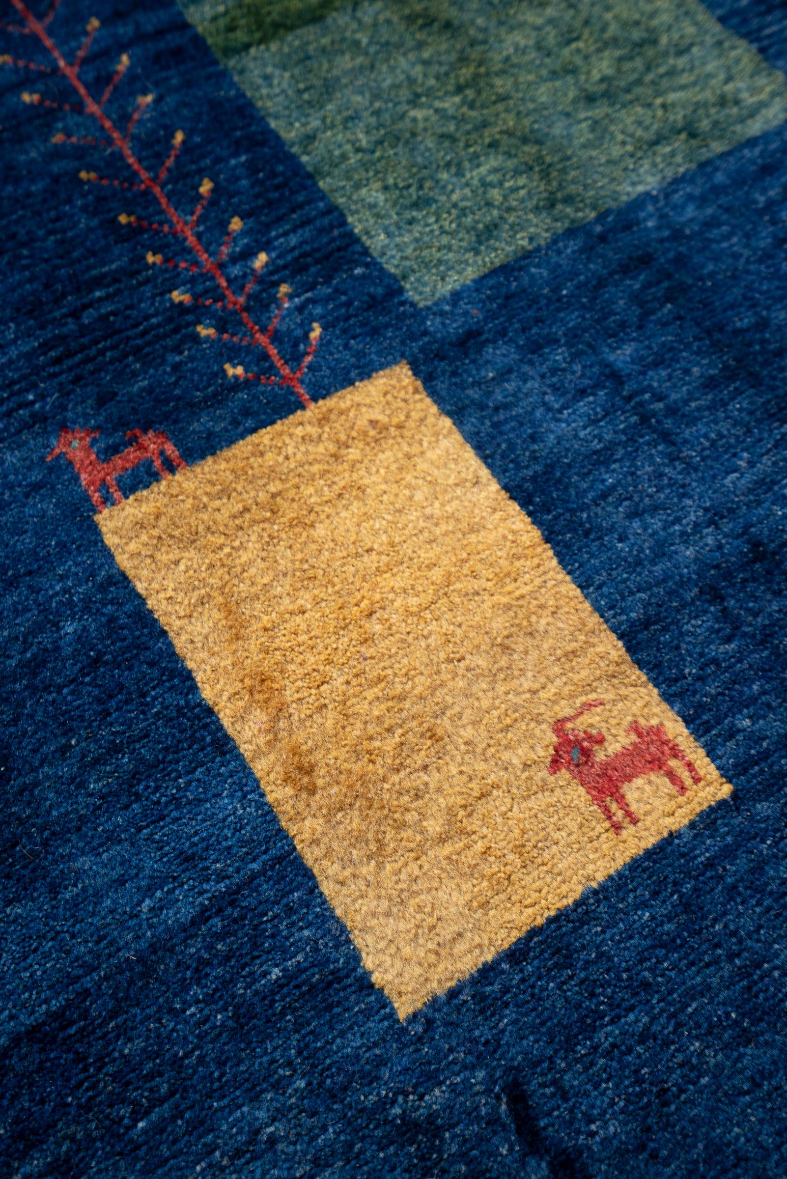 Qashqai Fine Navy abstract Landscape Persian Gabbeh Rug