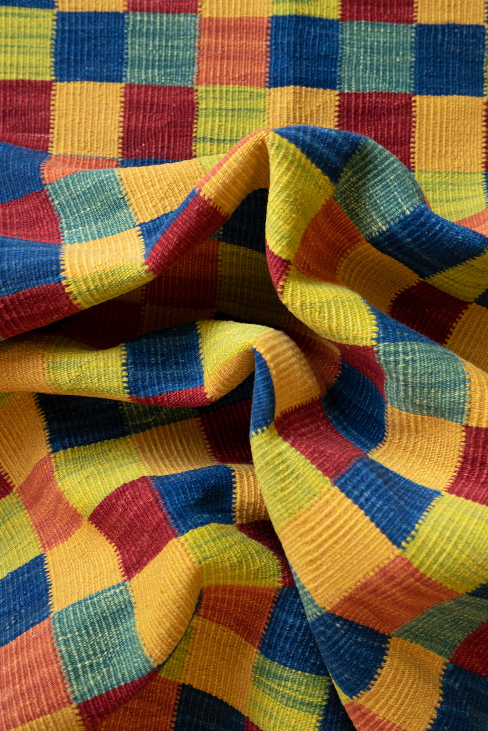 New Weave Bijar Fine Checkered Alvan Persian Kilim Runner