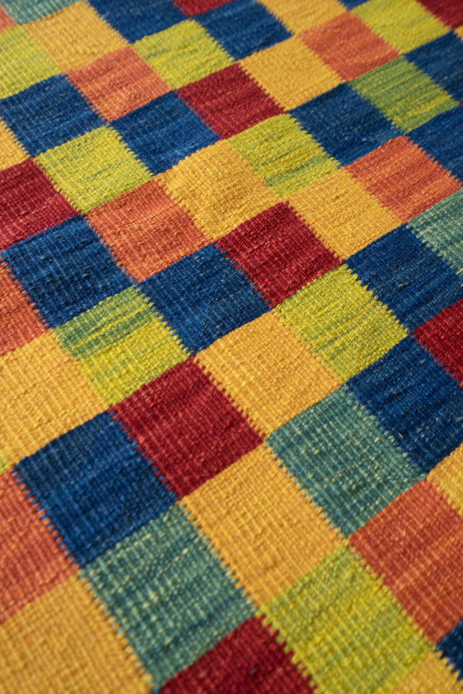 New Weave Bijar Fine Checkered Alvan Persian Kilim Runner