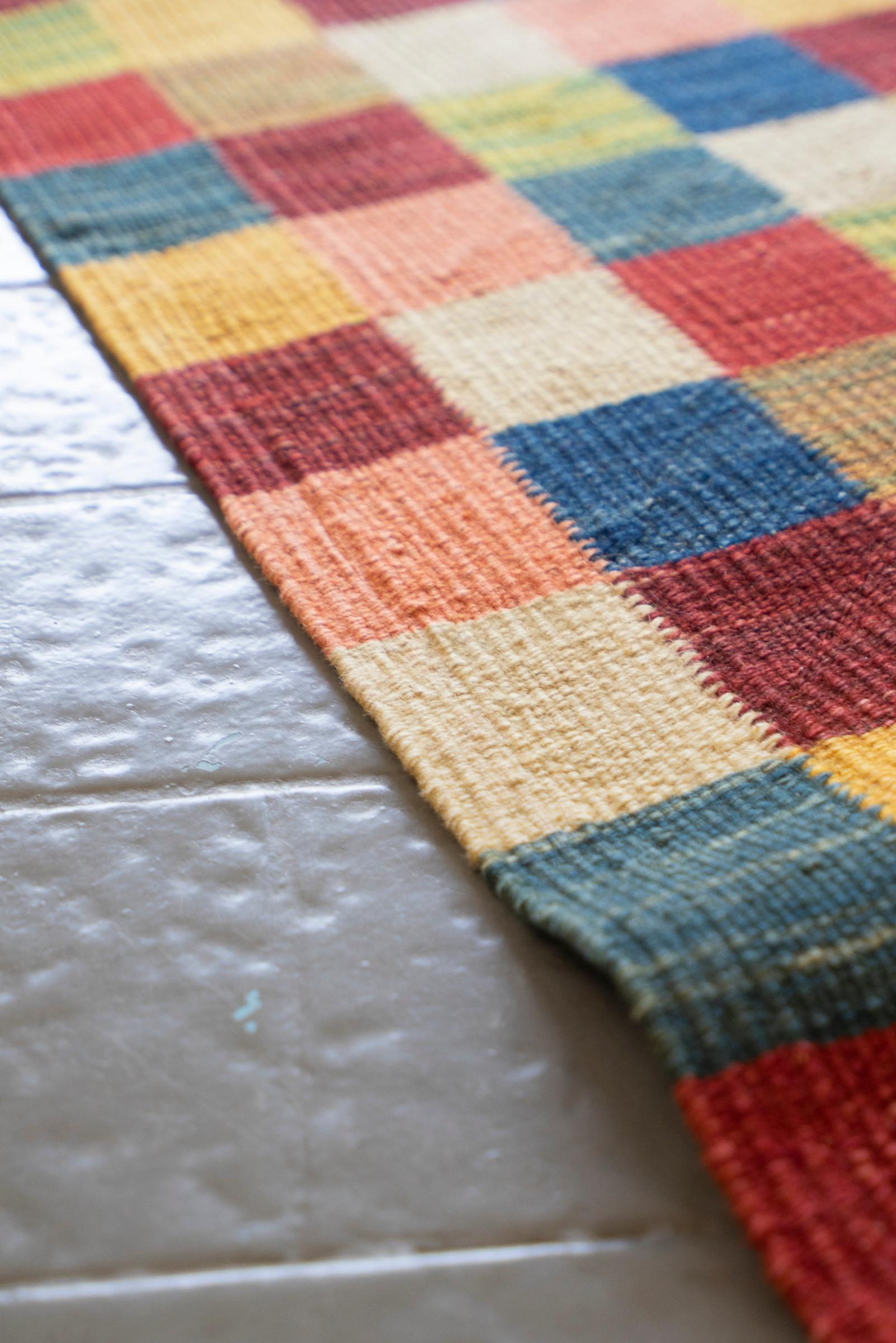 New Weave Bijar Fine Checkered Alvan Persian Kilim Rug