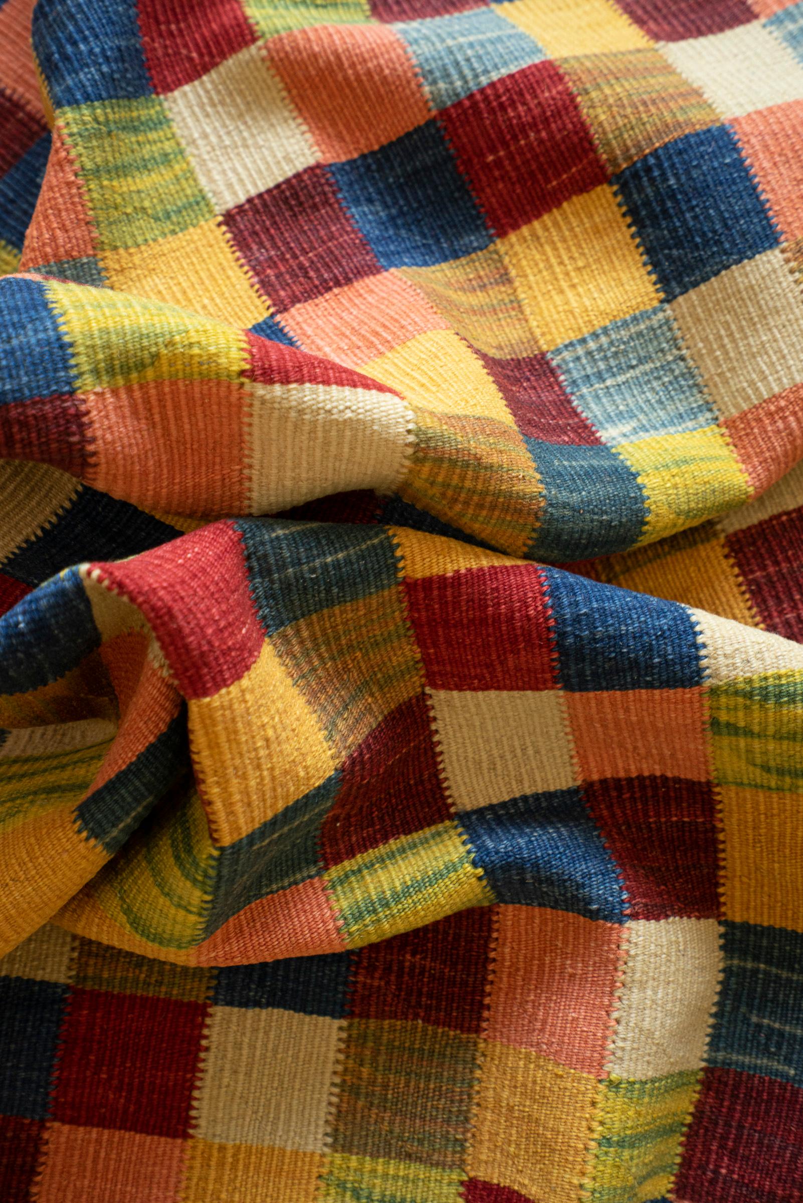 New Weave Bijar Fine Checkered Alvan Persian Kilim Rug