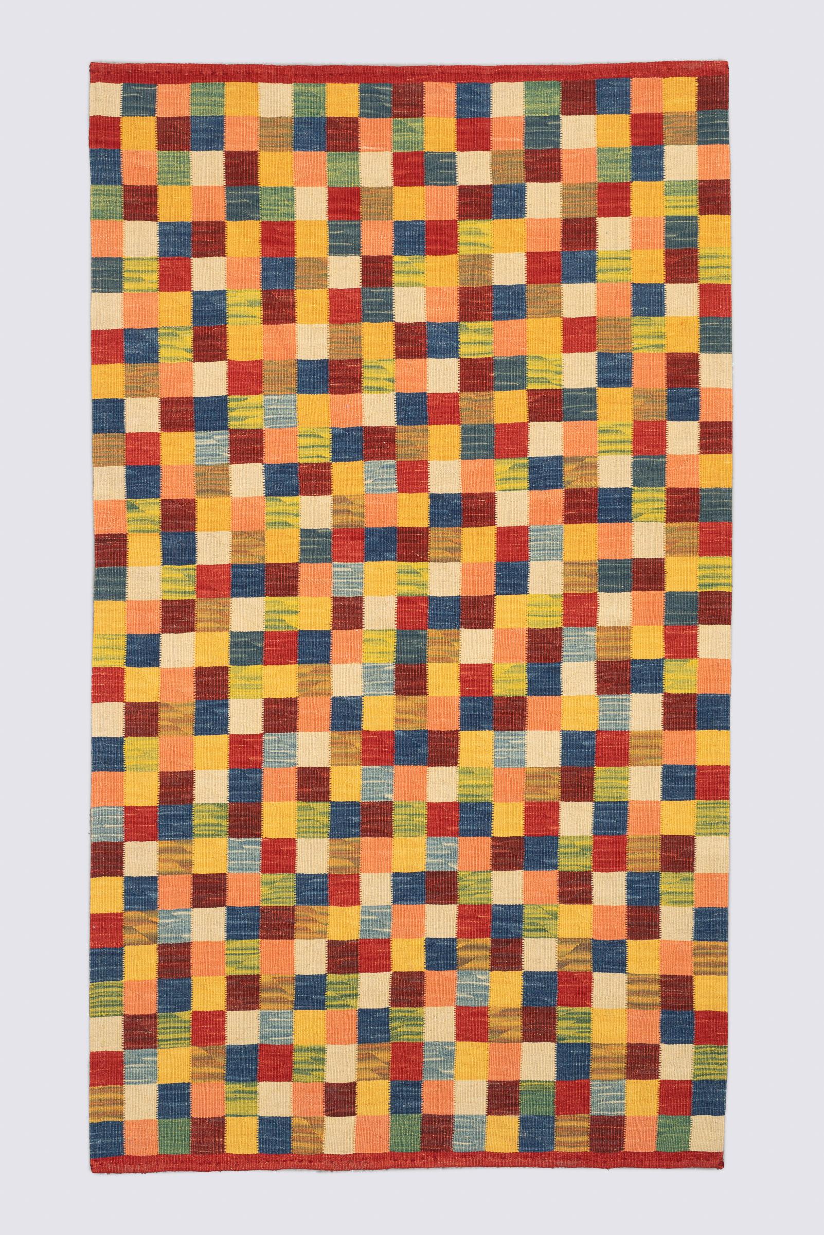 New Weave Bijar Fine Checkered Alvan Persian Kilim Rug