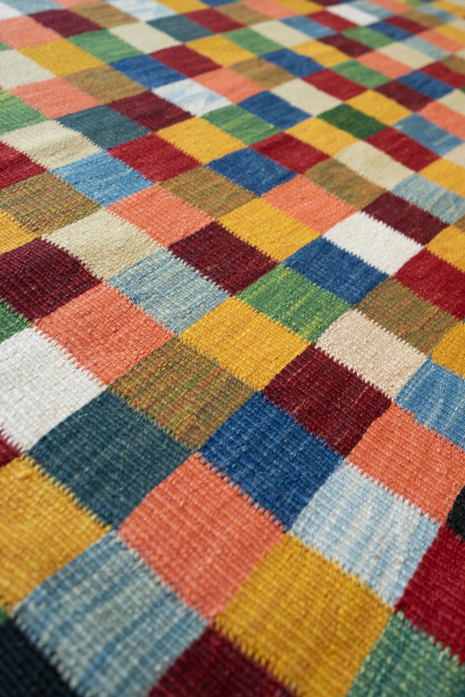 New Weave Bijar Fine Checkered Alvan Persian Kilim Rug