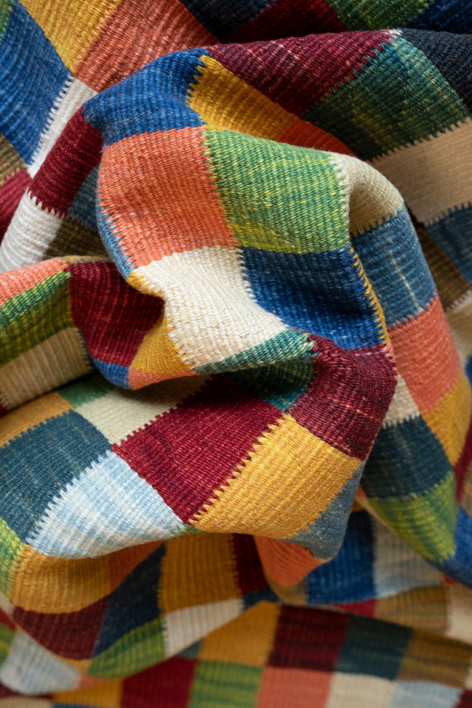 New Weave Bijar Fine Checkered Alvan Persian Kilim Rug