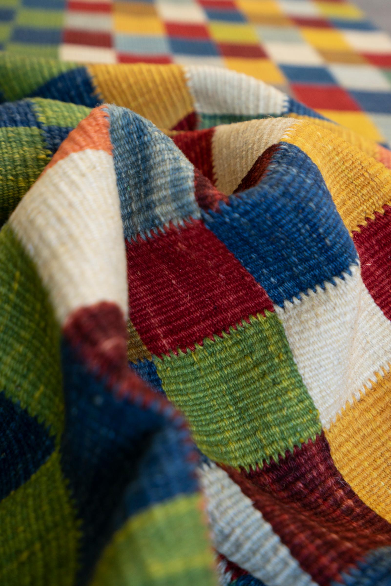 New Weave Bijar Fine Checkered Alvan Persian Kilim Rug
