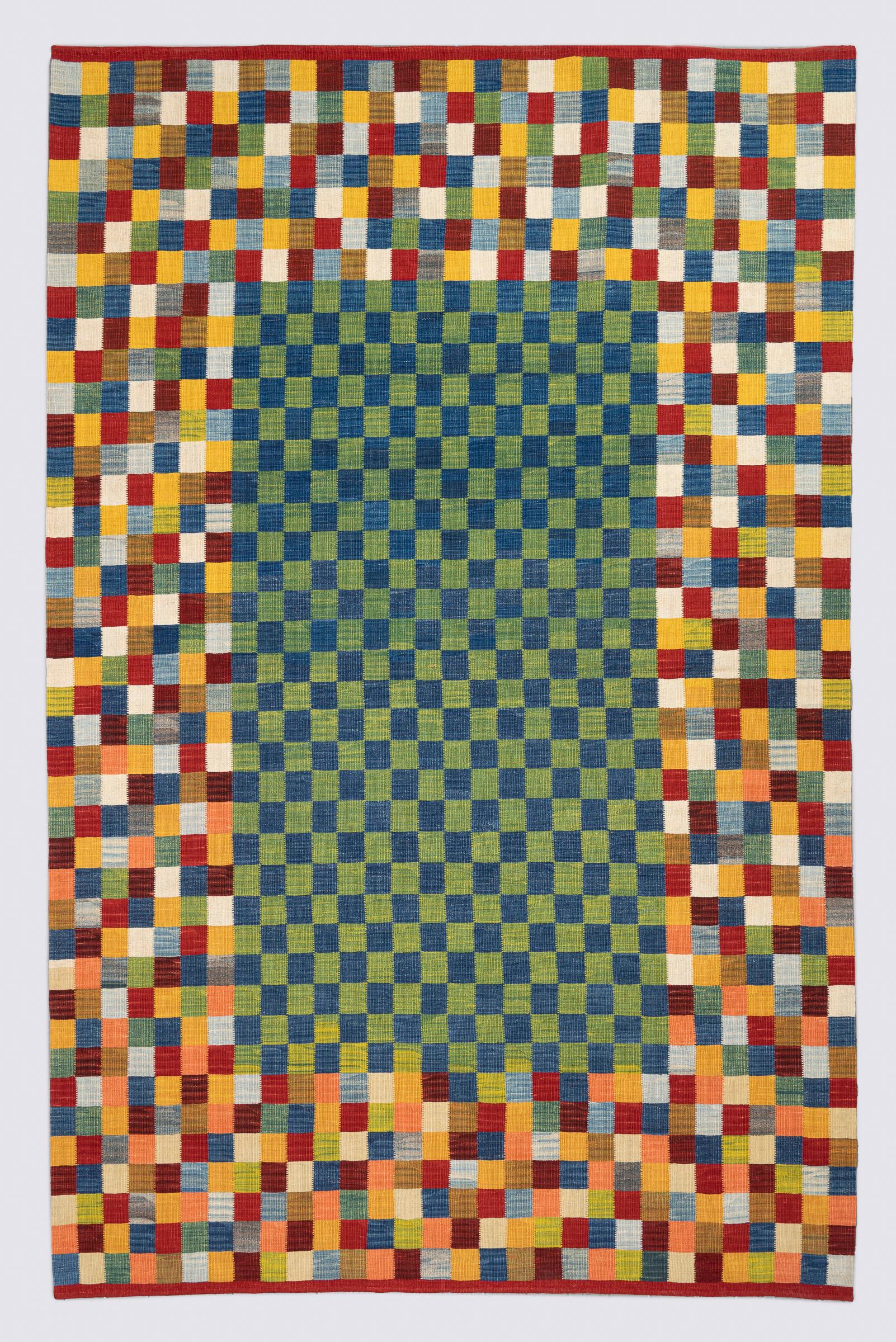 New Weave Bijar Fine Checkered Alvan Persian Kilim Rug