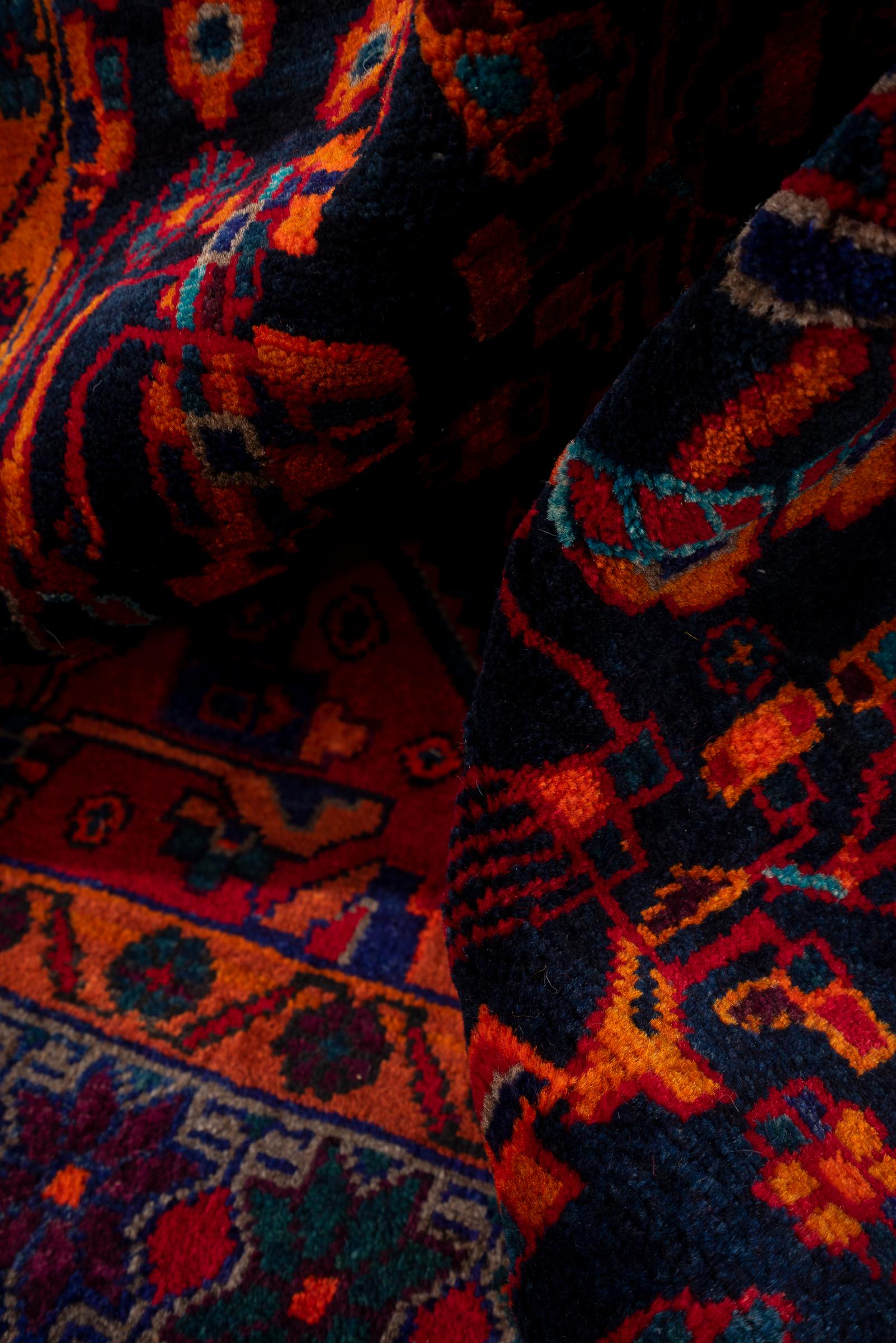 Vintage Nahavand Lachak Toranj Persian Rug