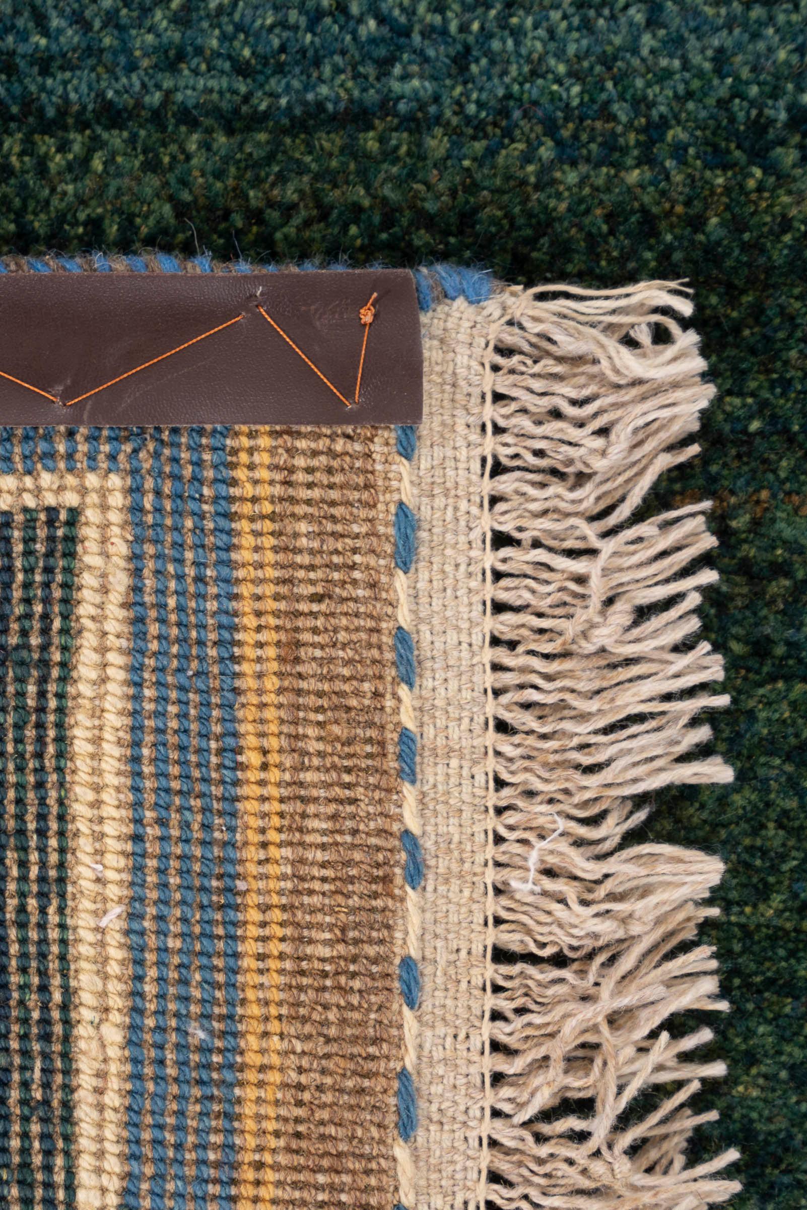 Vintage Qashqai Green fields Persian Gabbeh Rug