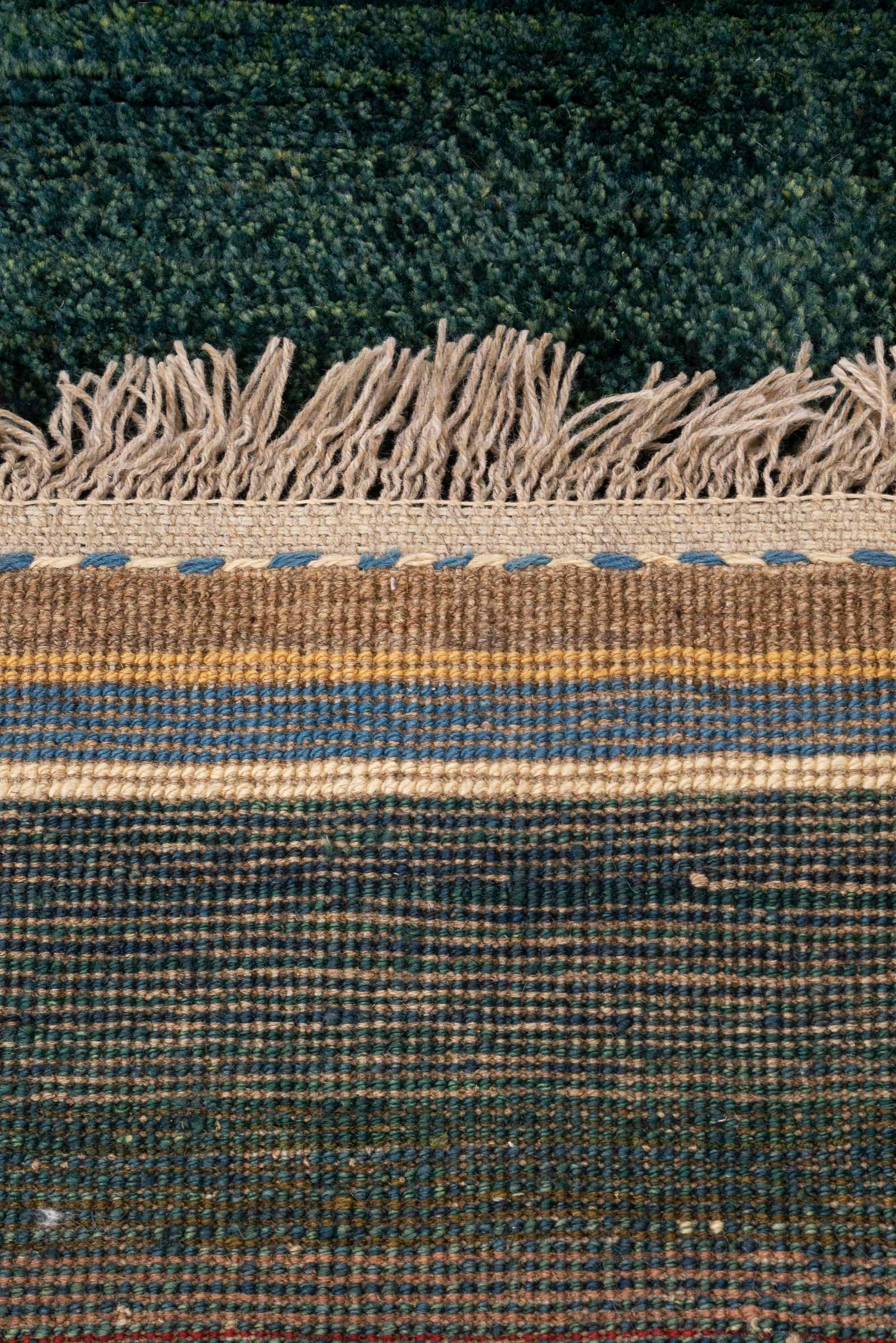 Vintage Qashqai Green fields Persian Gabbeh Rug